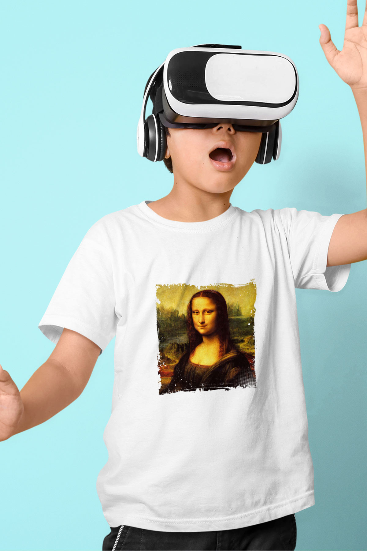 Mona Lisa Unisex Baskılı Beyaz Çocuk Tişört