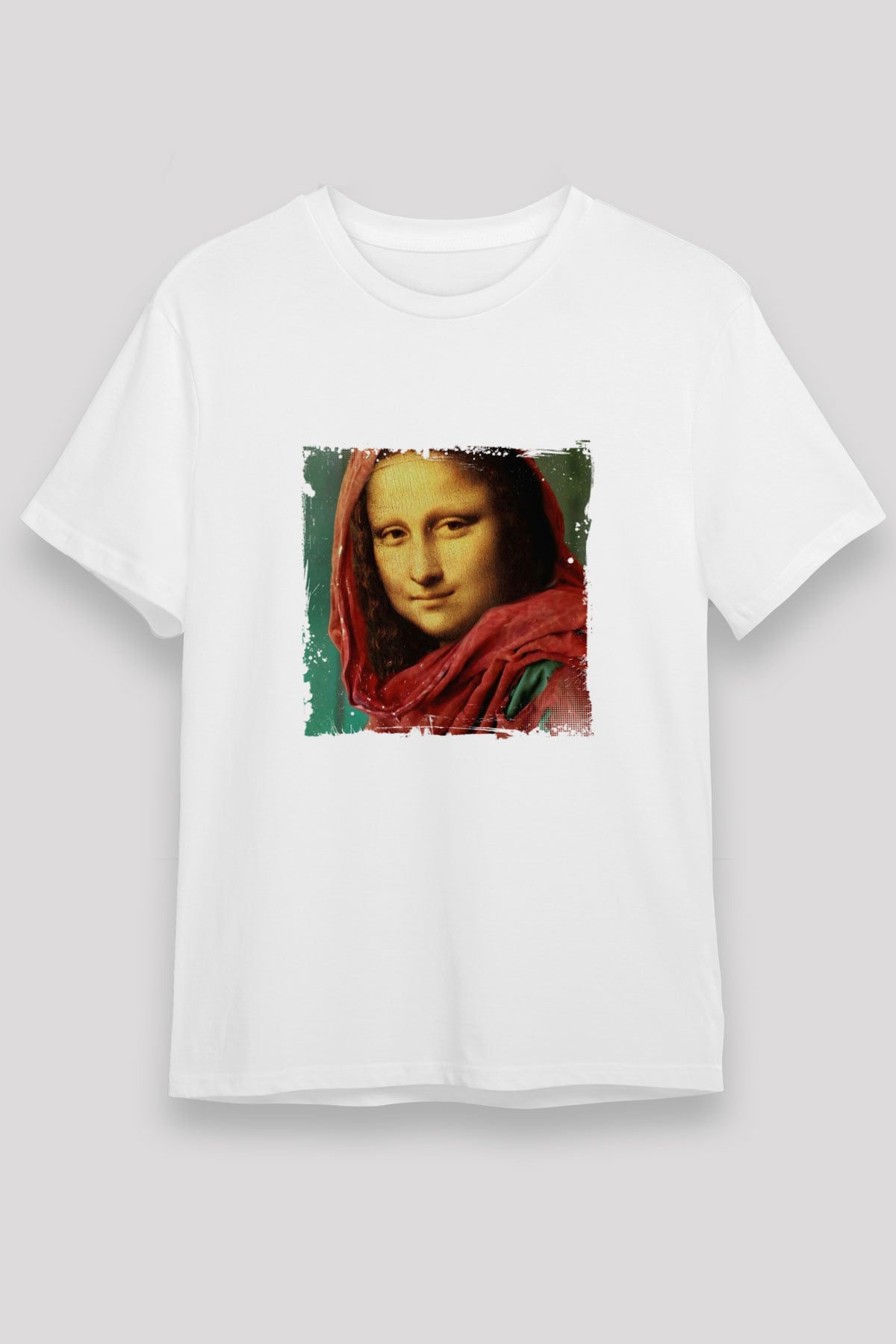 Mona Lisa Unisex Baskılı Beyaz Tişört