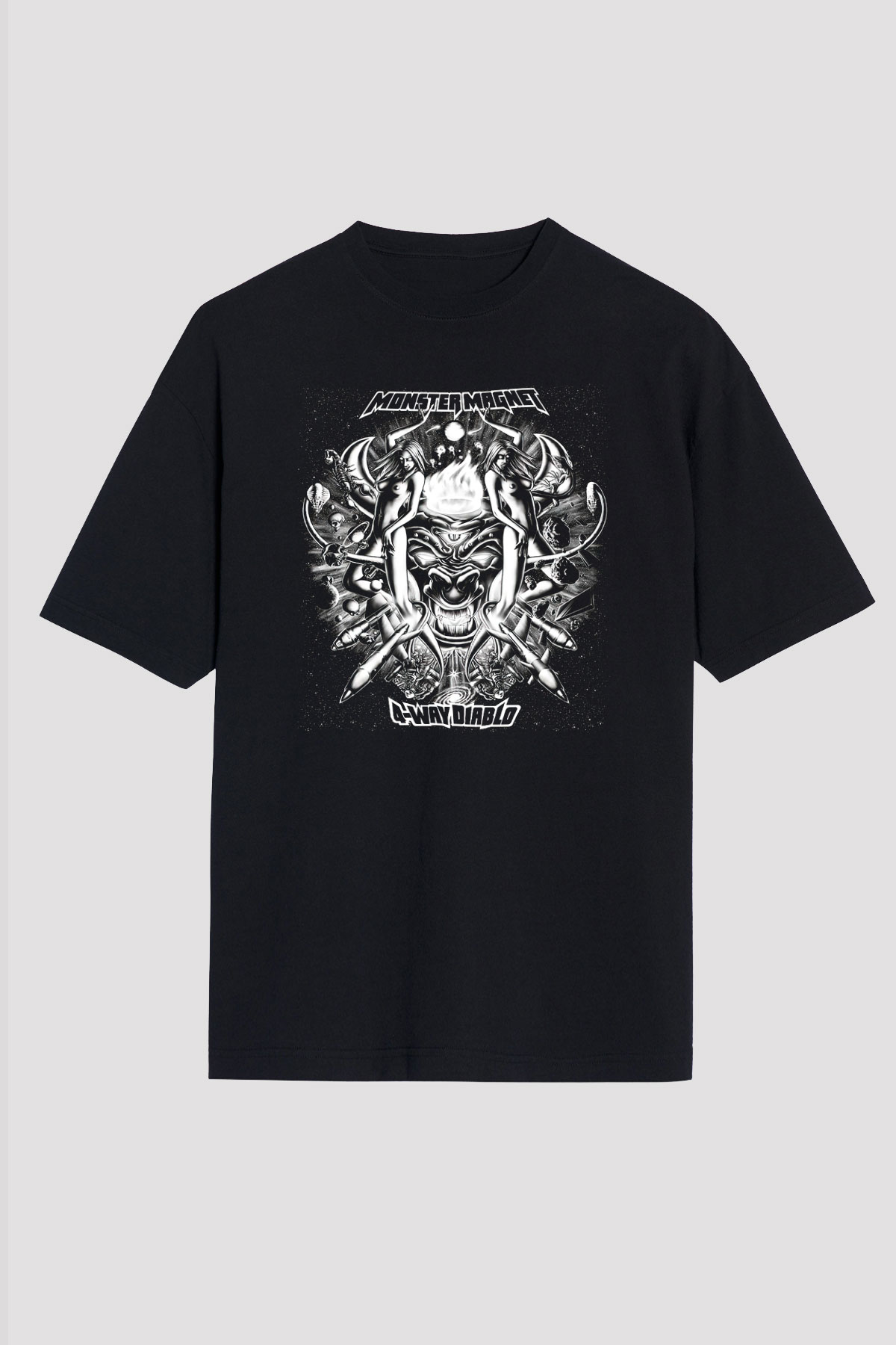Monster Magnet Siyah Unisex Oversize Tişört T-Shirt