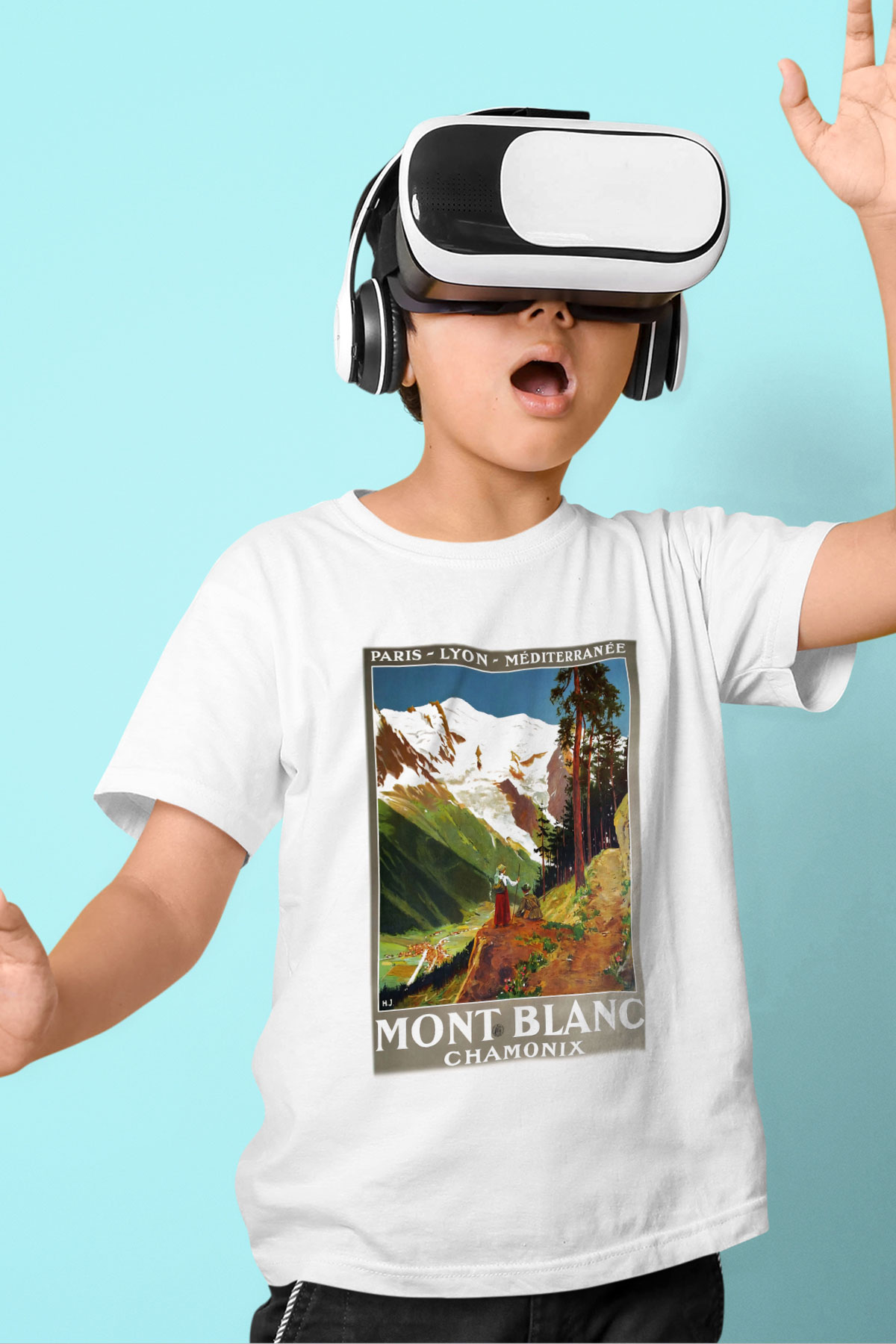 Mont Blanc Baskılı Beyaz Unisex Çocuk Tişört
