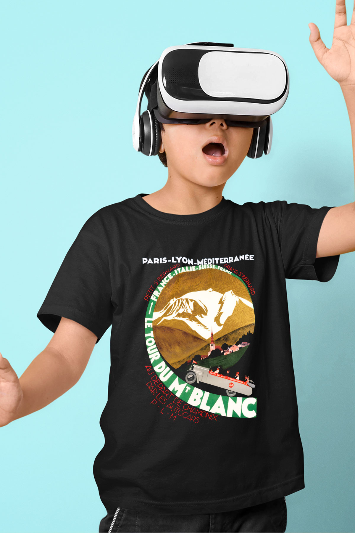 Mont Blanc Baskılı Siyah Unisex Çocuk Tişört