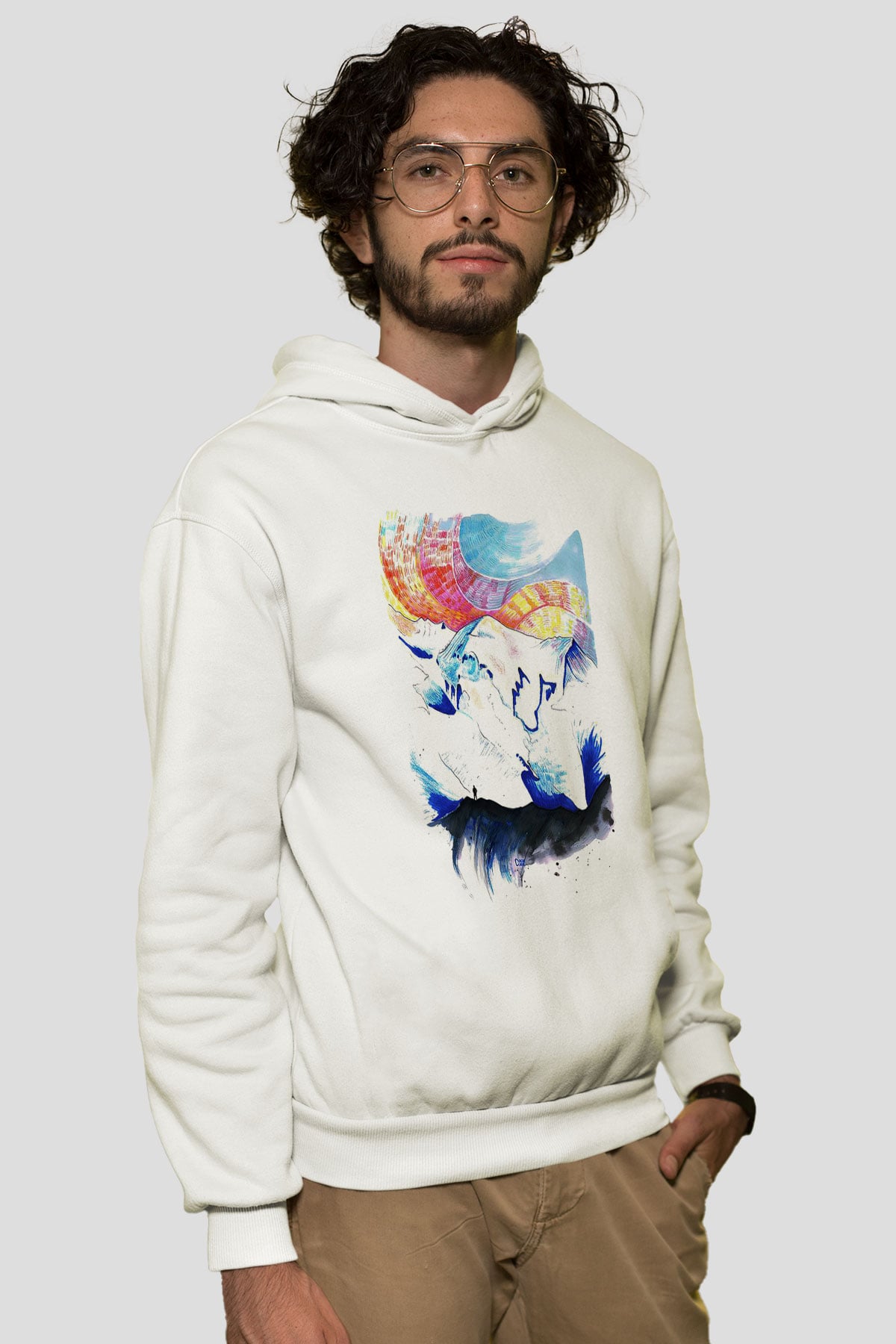 Mont Blanc Beyaz Unisex Kapşonlu Sweatshirt