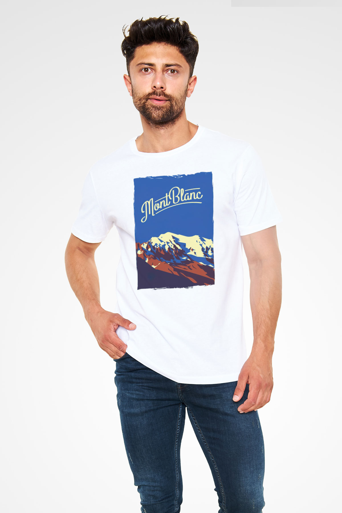Mont Blanc Beyaz Unisex Tişört T-Shirt - TişörtFabrikası