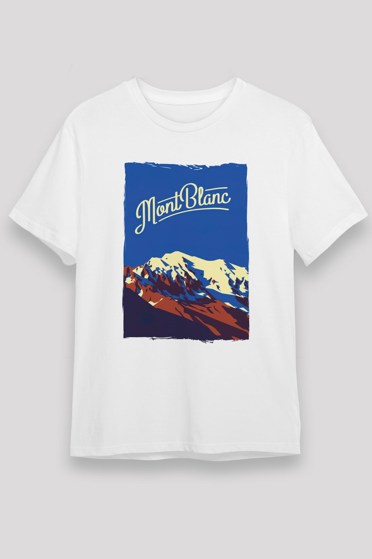 Mont Blanc Beyaz Unisex Tişört T-Shirt - TişörtFabrikası