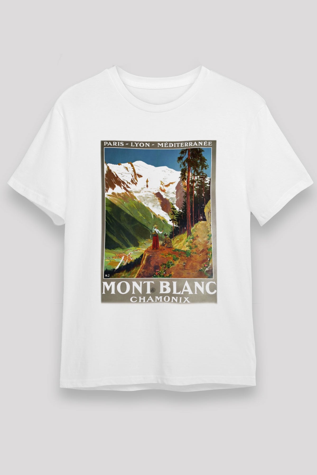 Mont Blanc Beyaz Unisex Tişört T-Shirt - TişörtFabrikası