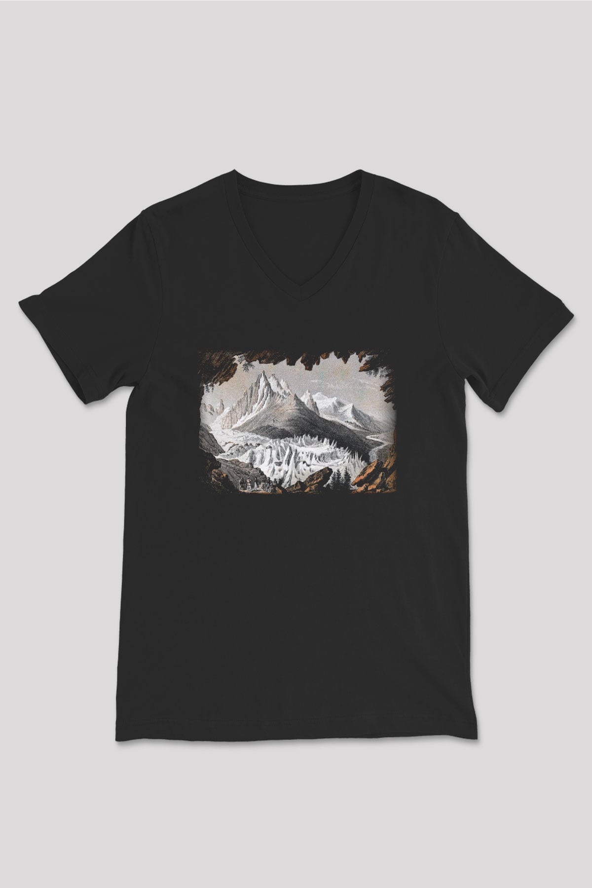 Mont Blanc Siyah Unisex V Yaka Tişört T-Shirt