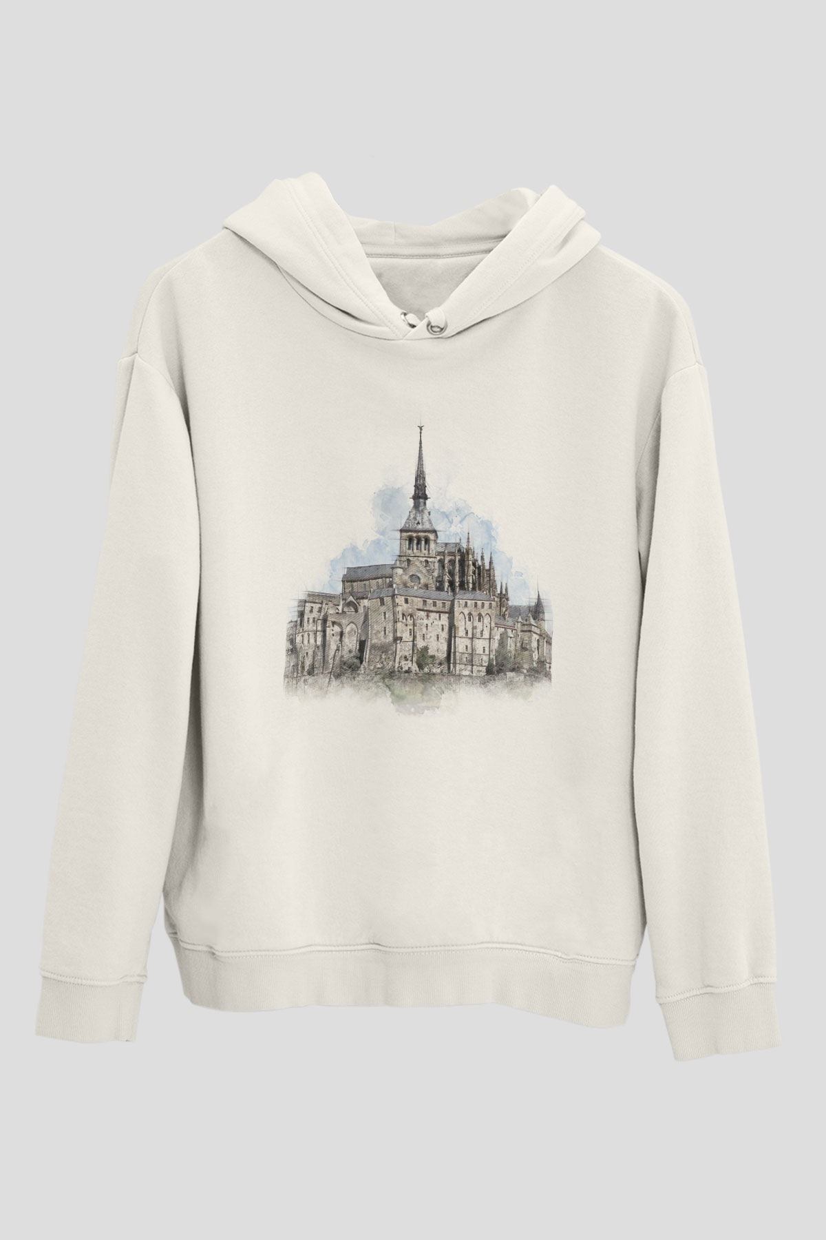 Mont Saint-Michel Beyaz Unisex Hoodie