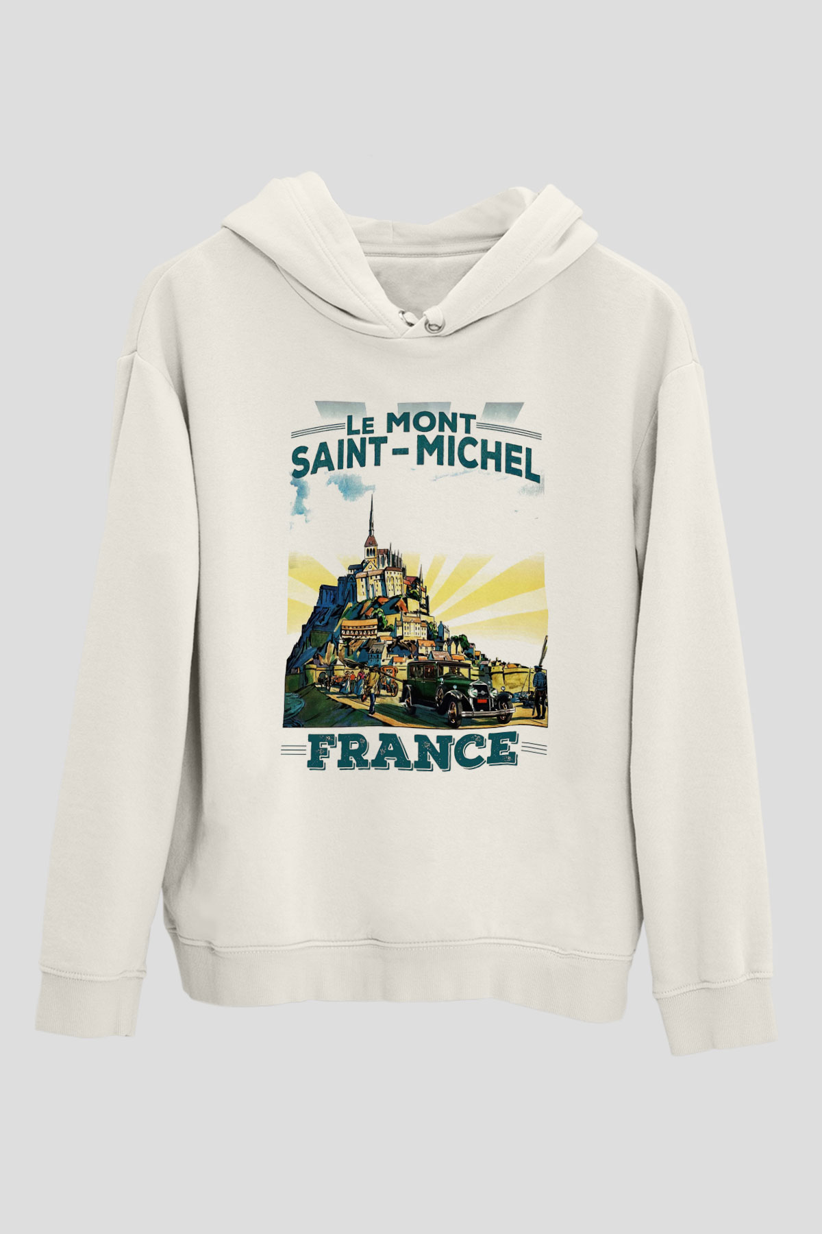 Mont Saint-Michel Beyaz Unisex Kapşonlu Sweatshirt