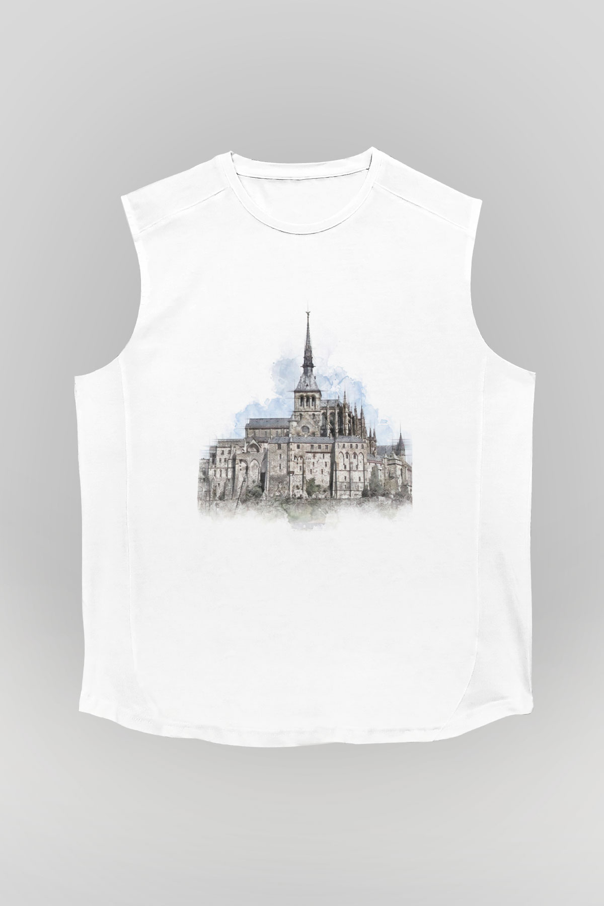 Mont Saint-Michel Beyaz Unisex Kolsuz Tişört