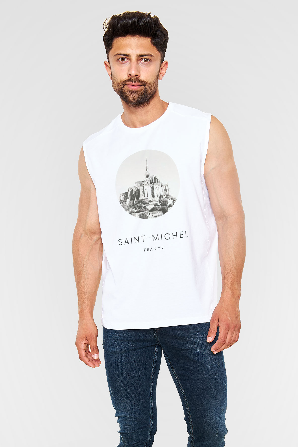 Mont Saint-Michel Beyaz Unisex Kolsuz Tişört