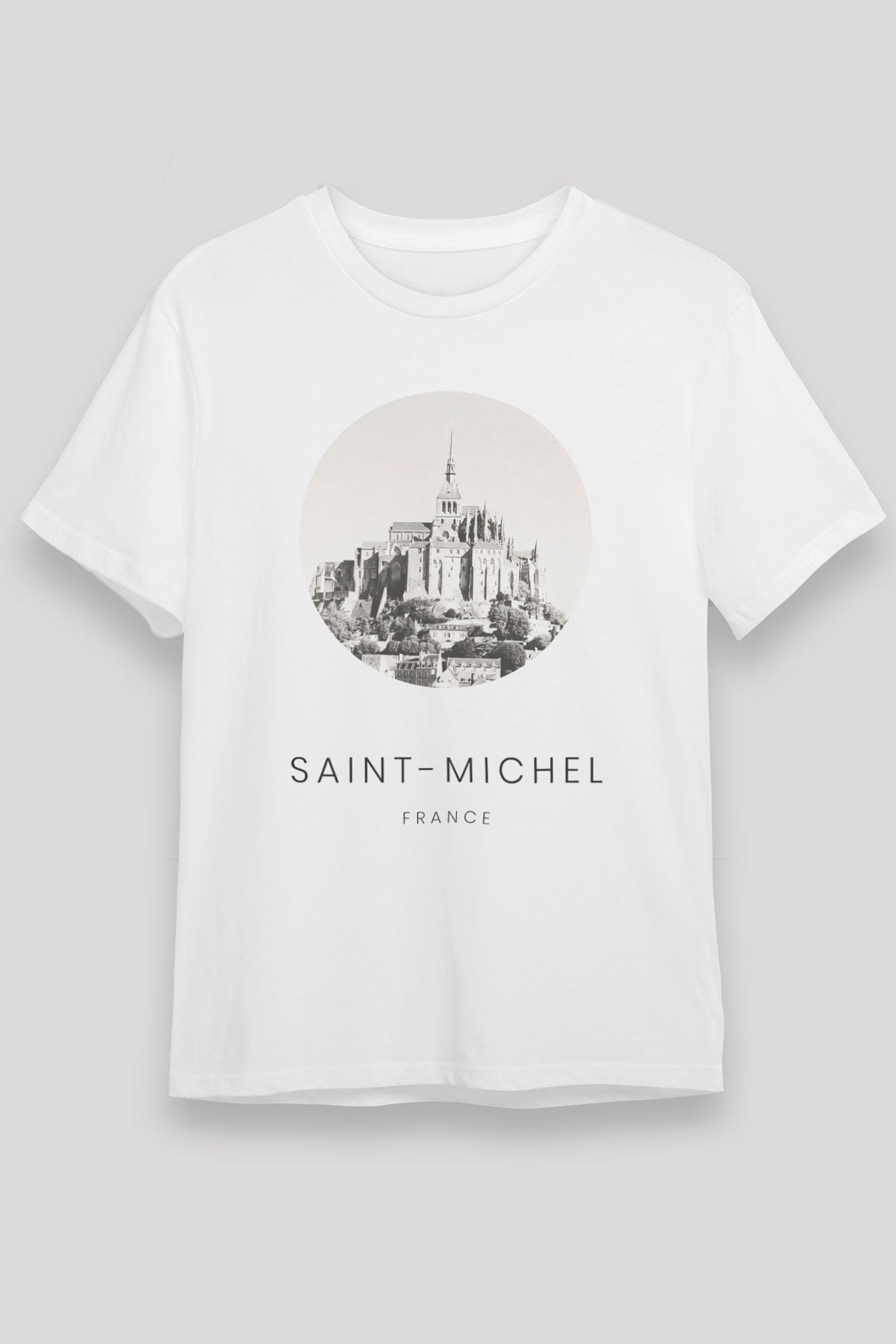 Mont Saint-Michel Beyaz Unisex Tişört T-Shirt - TişörtFabrikası