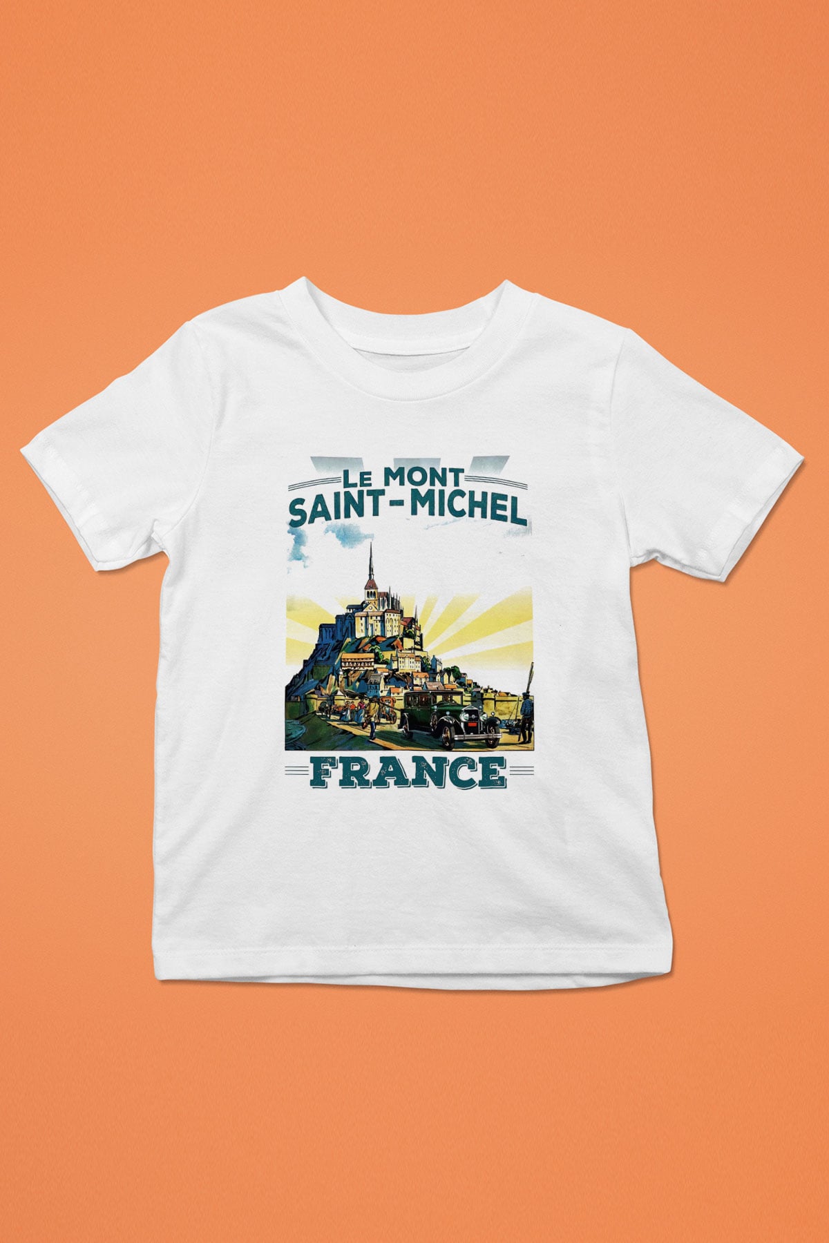 Mont SaintMichel Baskılı Beyaz Unisex Çocuk Tişört