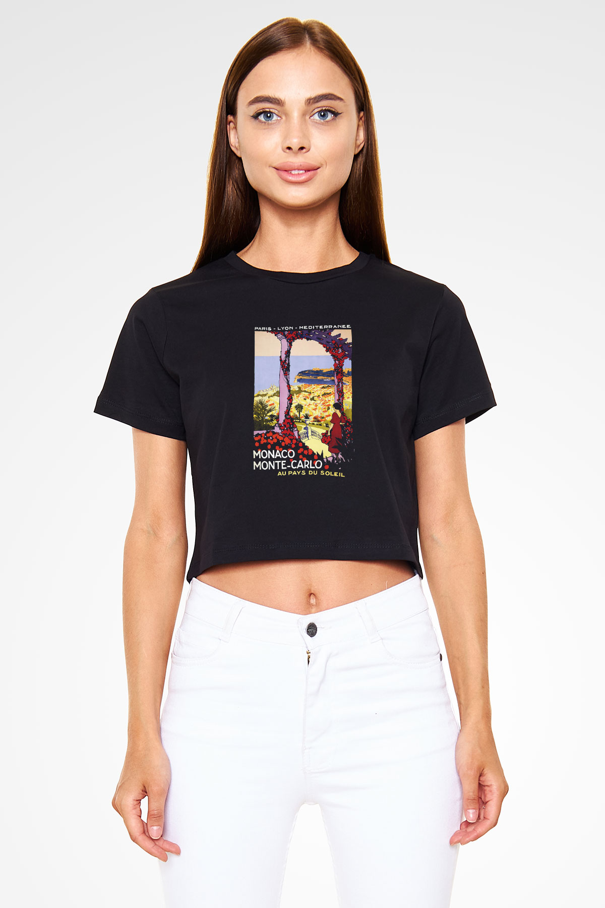 Monte Carlo Siyah Crop Top Tişört