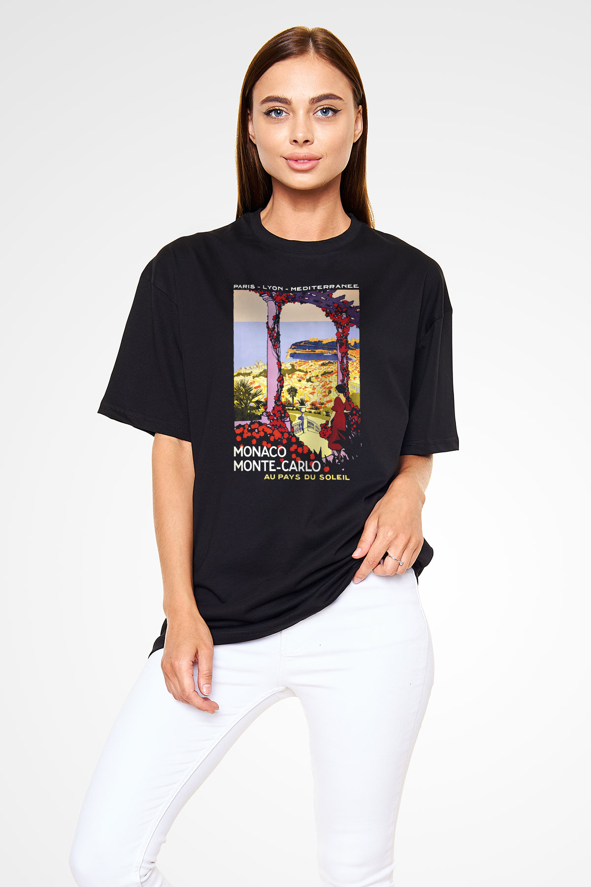 Monte Carlo Siyah Unisex Oversize Tişört T-Shirt