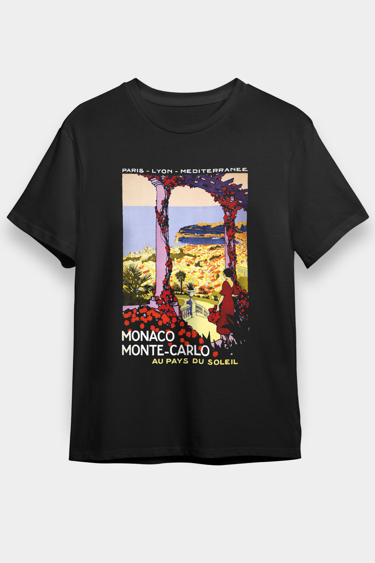 Monte Carlo Siyah Unisex Tişört T-Shirt - TişörtFabrikası