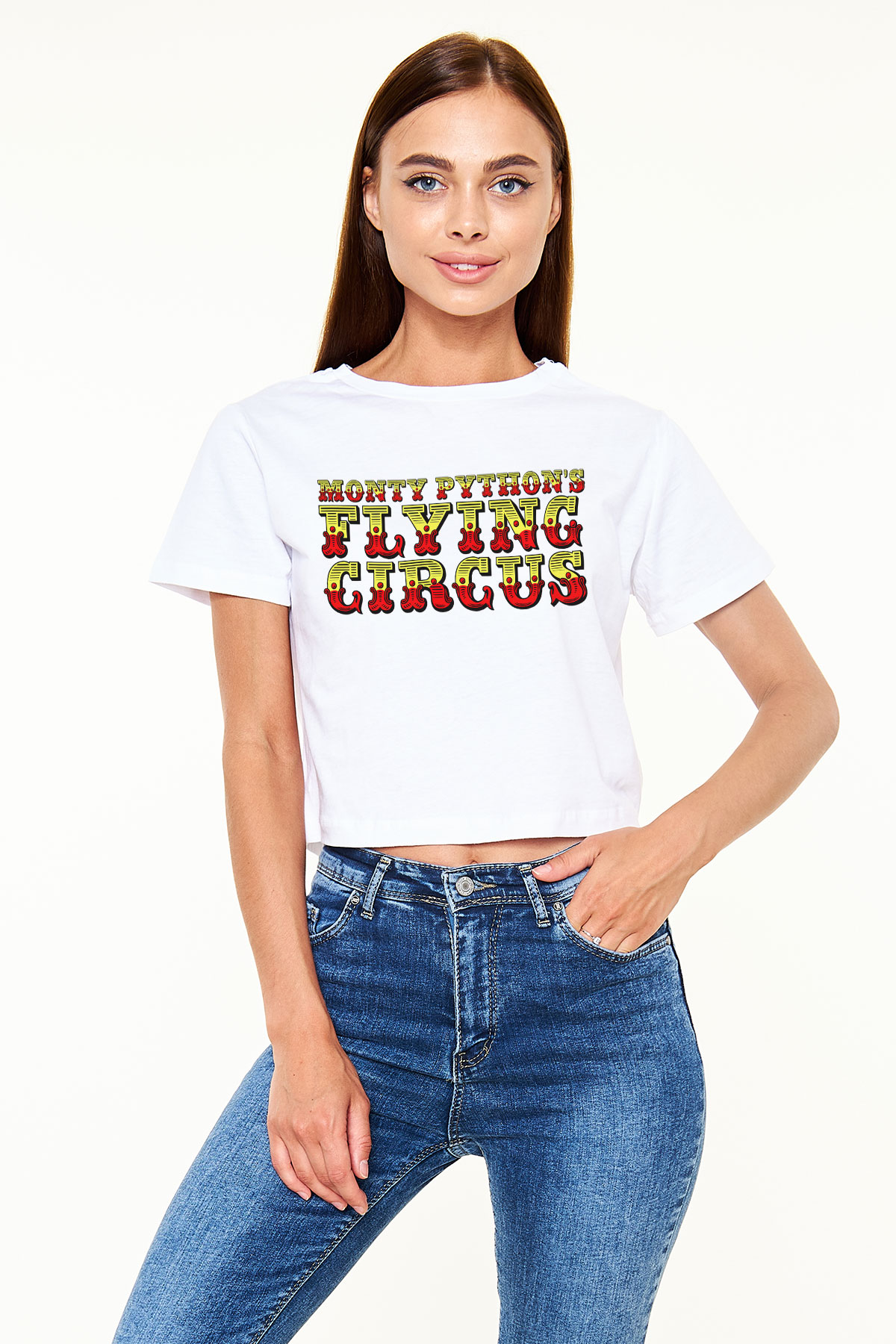 Monty Pythons Flying Circus Beyaz Croptop Tişört