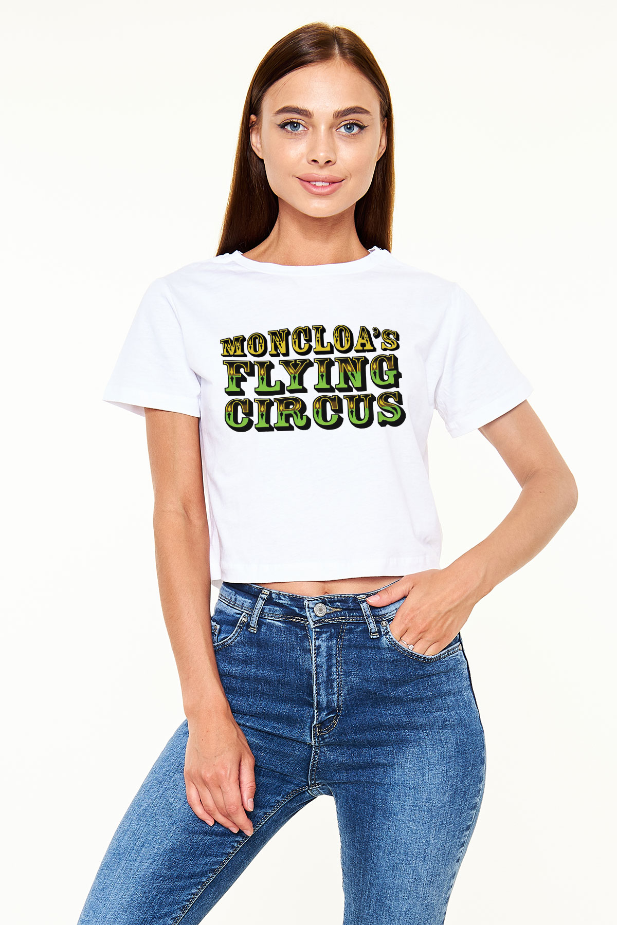 Monty Pythons Flying Circus Beyaz Croptop Tişört