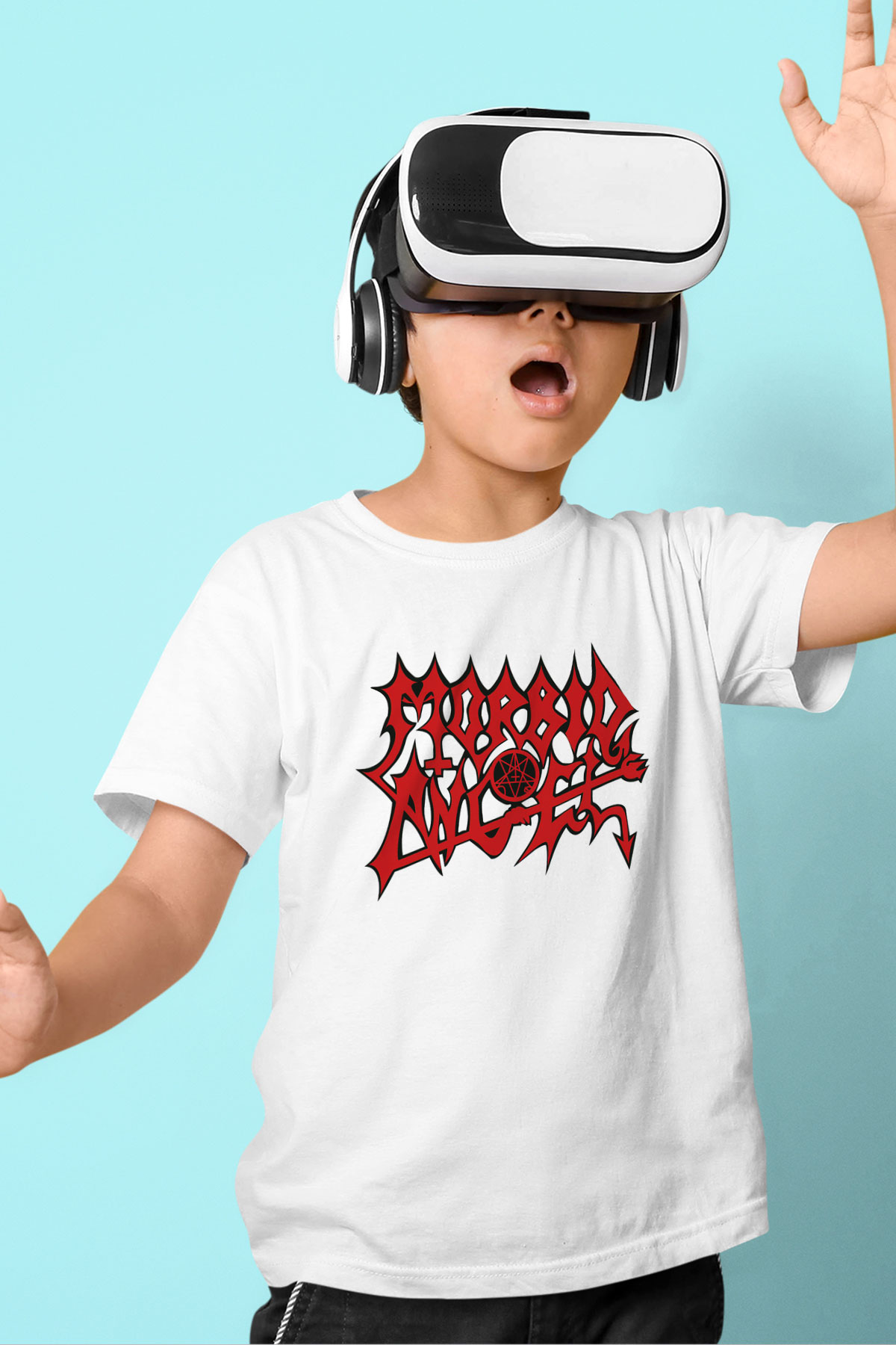 Morbid Angel Baskılı Beyaz Unisex Çocuk Tişört