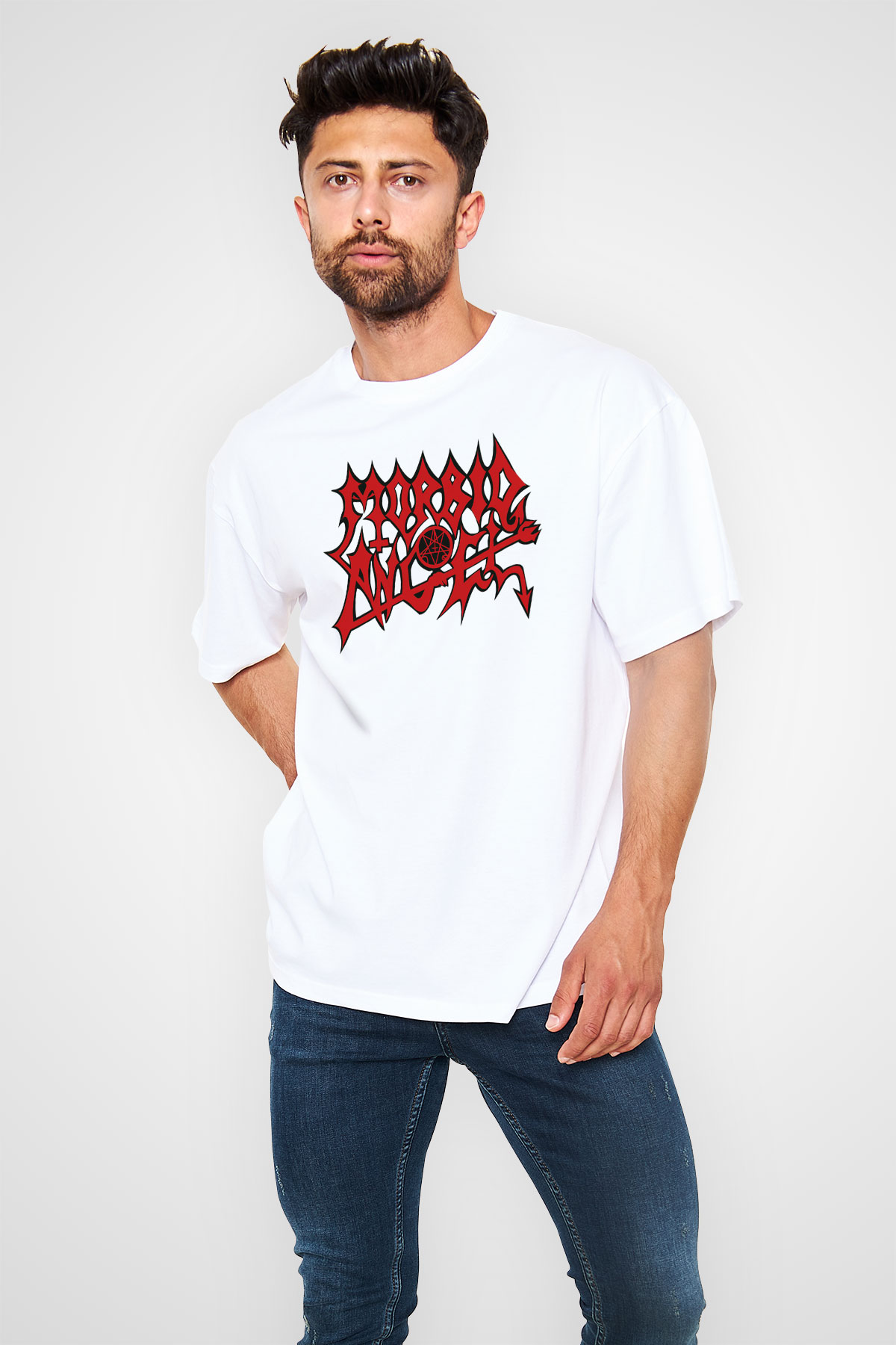 Morbid Angel Beyaz Unisex Oversize Tişört T-Shirt