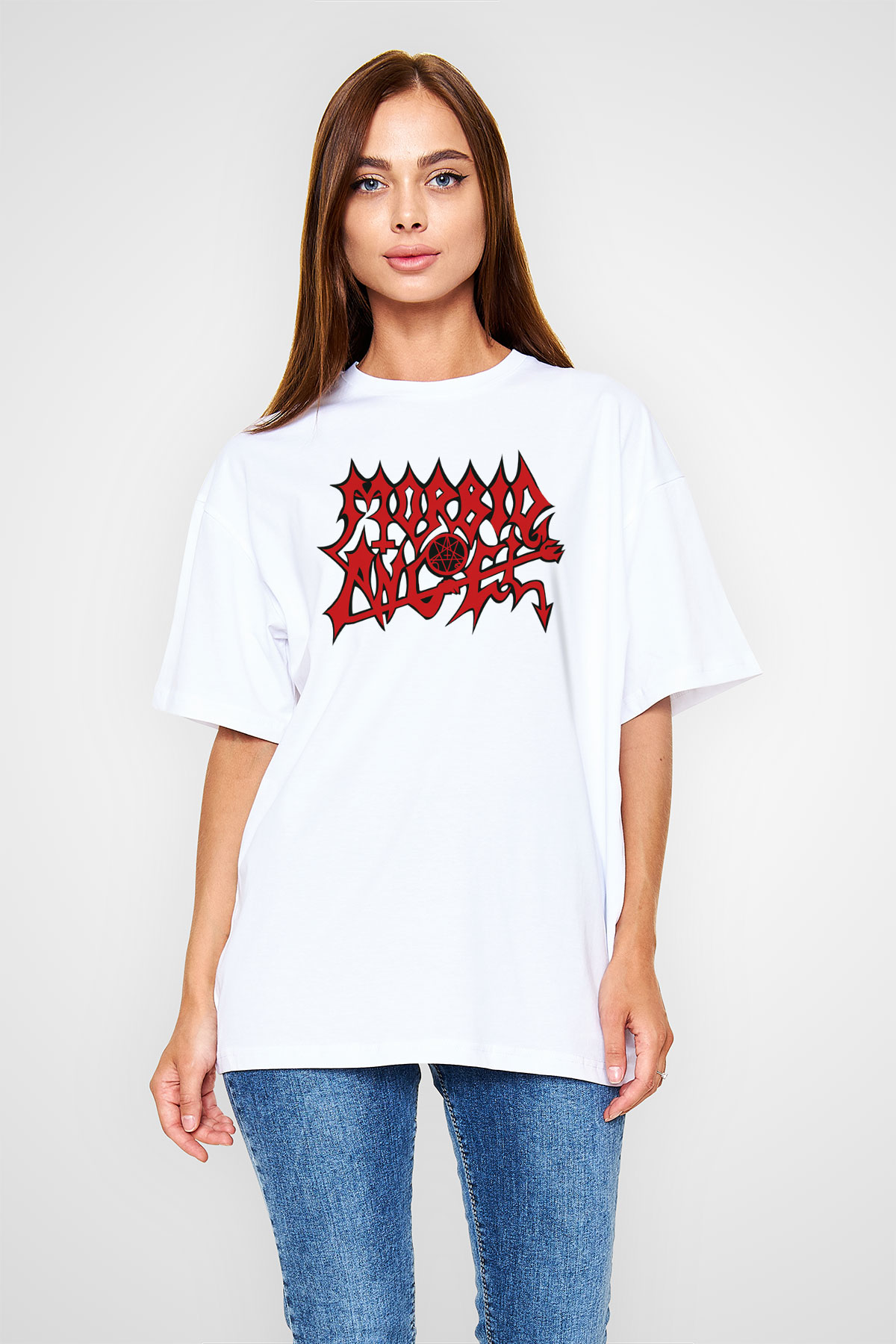 Morbid Angel Beyaz Unisex Oversize Tişört T-Shirt
