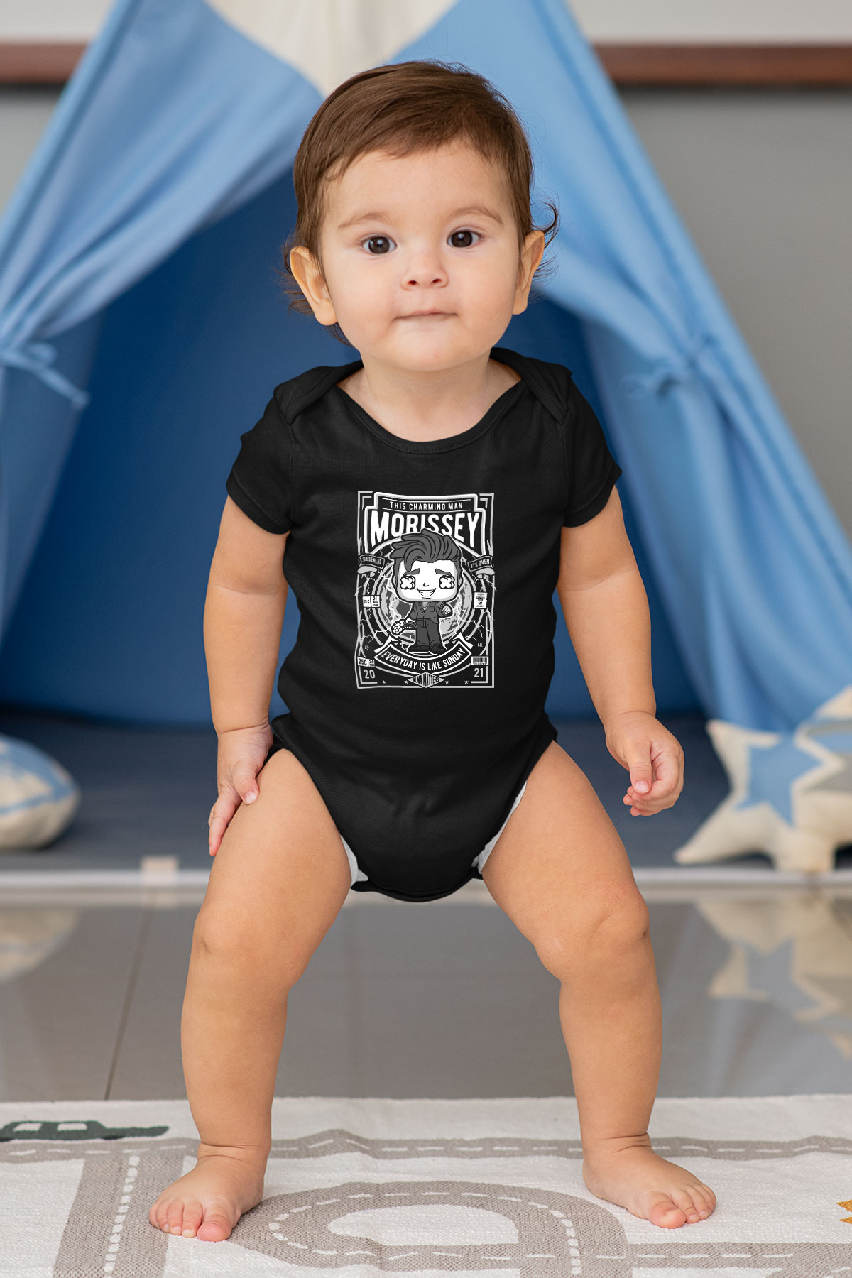 Morissey Baskılı Unisex Siyah Bebek Body - Zıbın