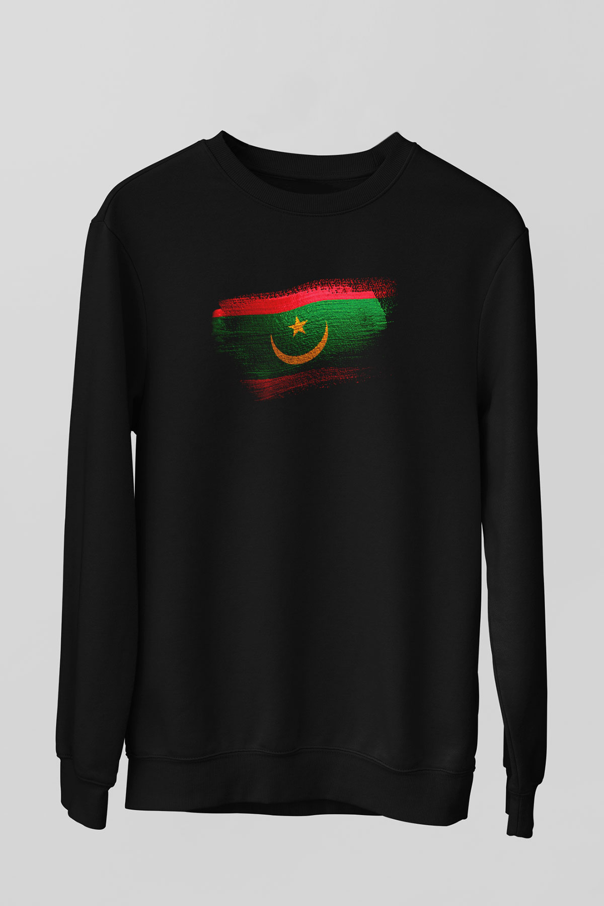 Moritanya - Mauritania Bayrağı Baskılı Unisex Siyah Sweatshirt