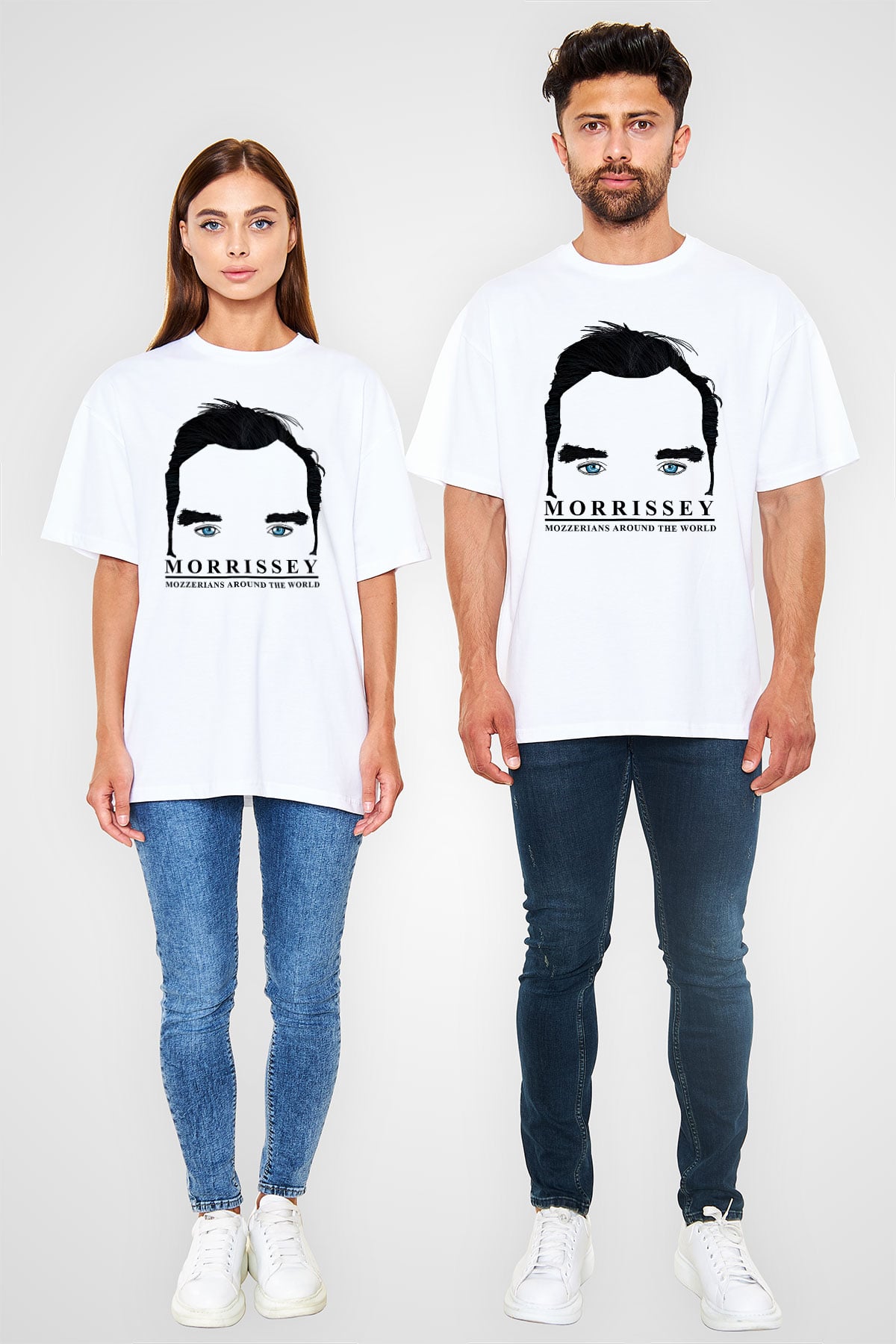 Morrissey Baskılı Beyaz Unisex Oversize Tişört - Tshirt
