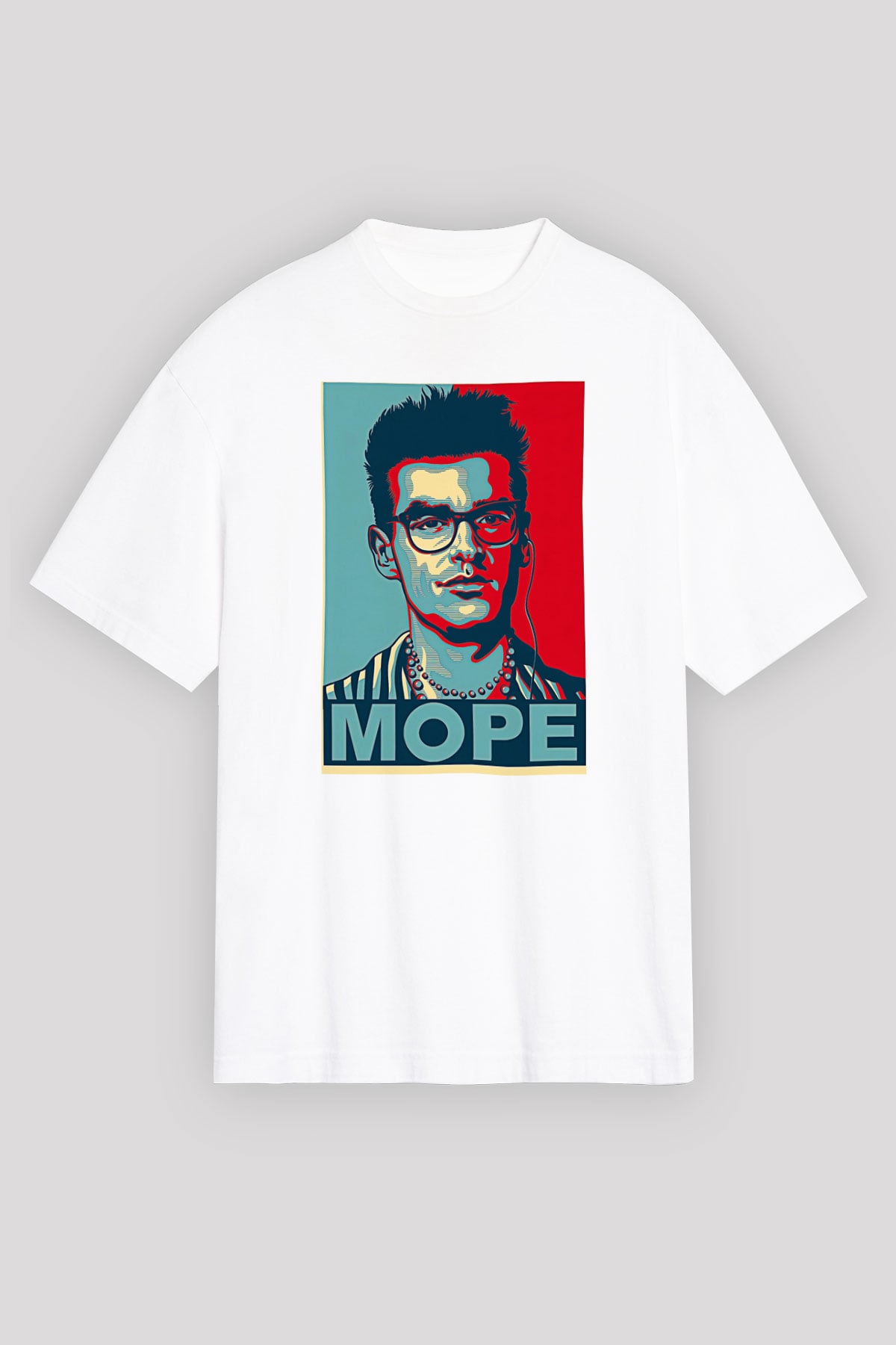Morrissey Baskılı Beyaz Unisex Oversize Tişört - Tshirt
