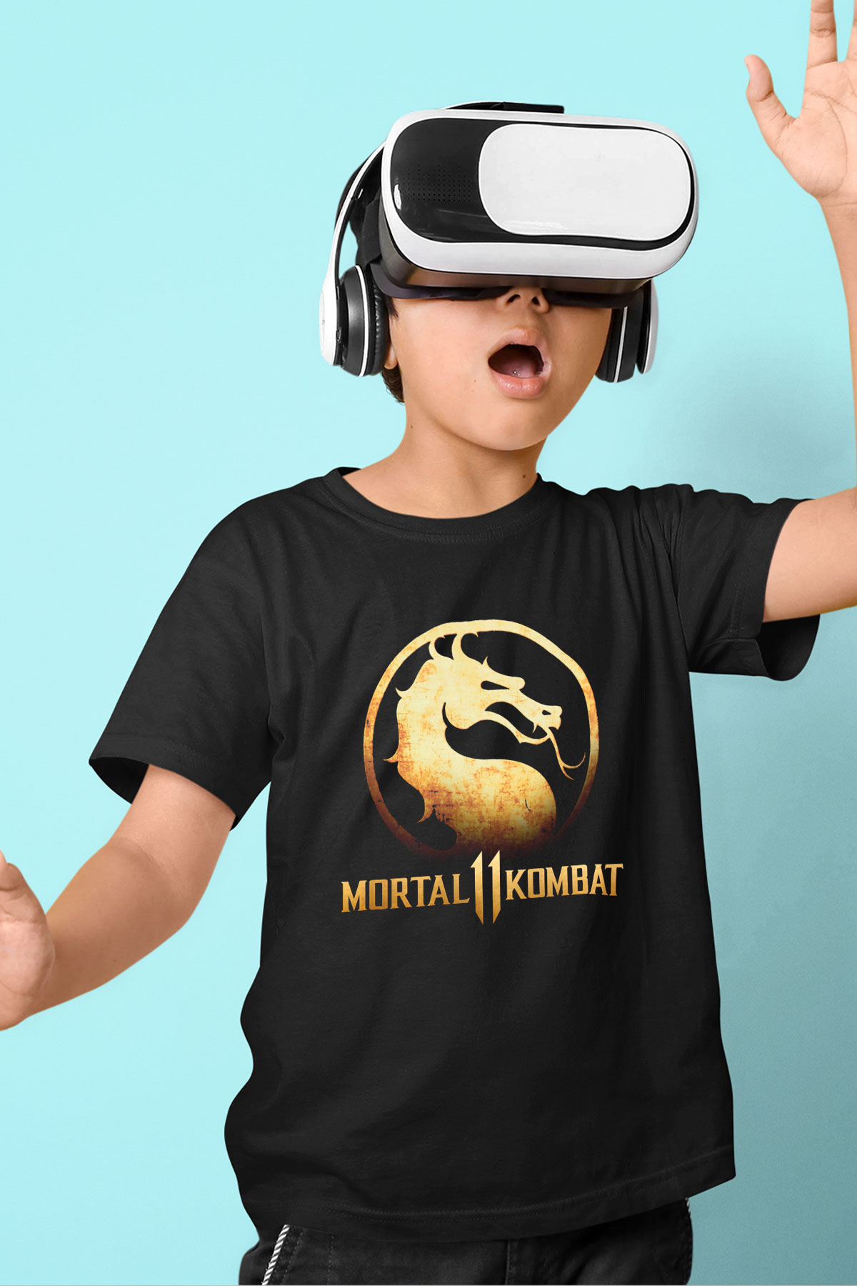 Mortal Kombat Siyah Unisex Çocuk Tişört