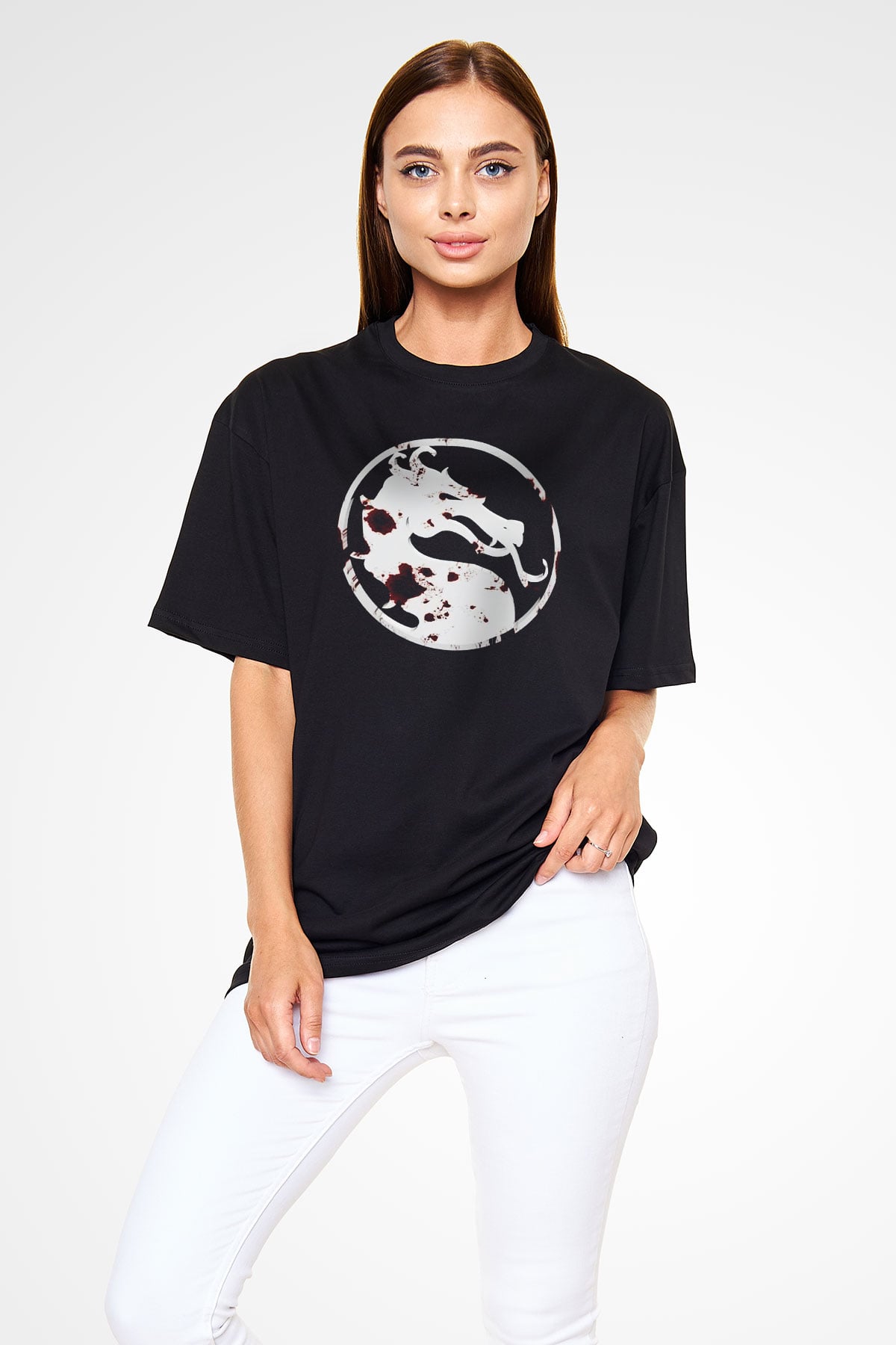 Mortal Kombat Siyah Unisex Oversize Tişört T-Shirt