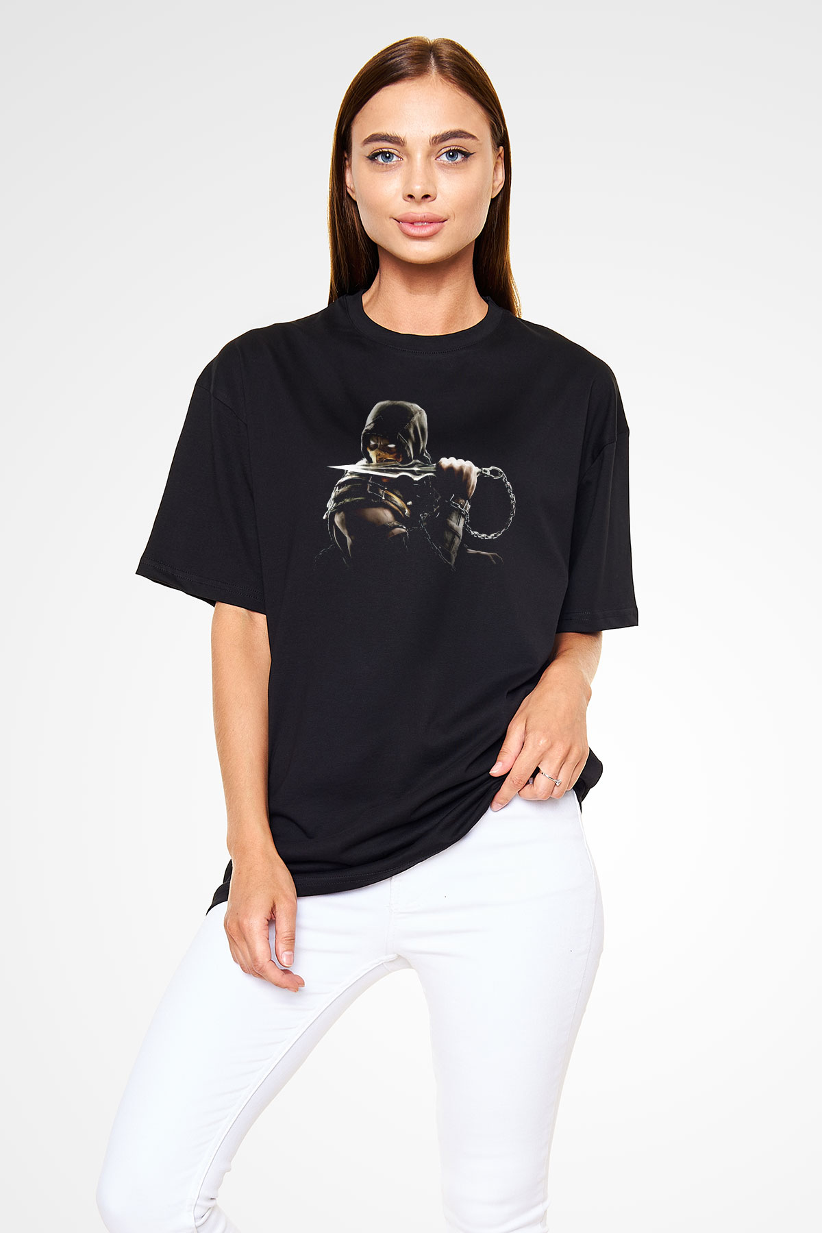 Mortal Kombat Siyah Unisex Oversize Tişört T-Shirt