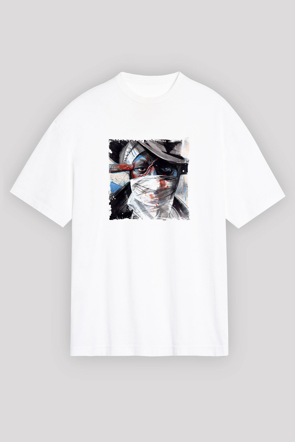 Mos Def Baskılı Oversize Beyaz Tişört