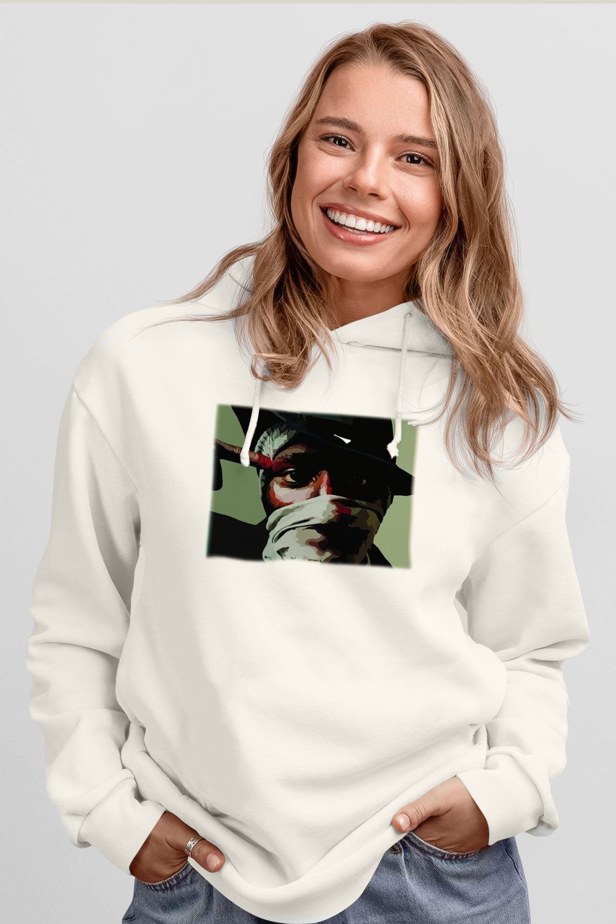 Mos Def Beyaz Unisex Kapşonlu Sweatshirt