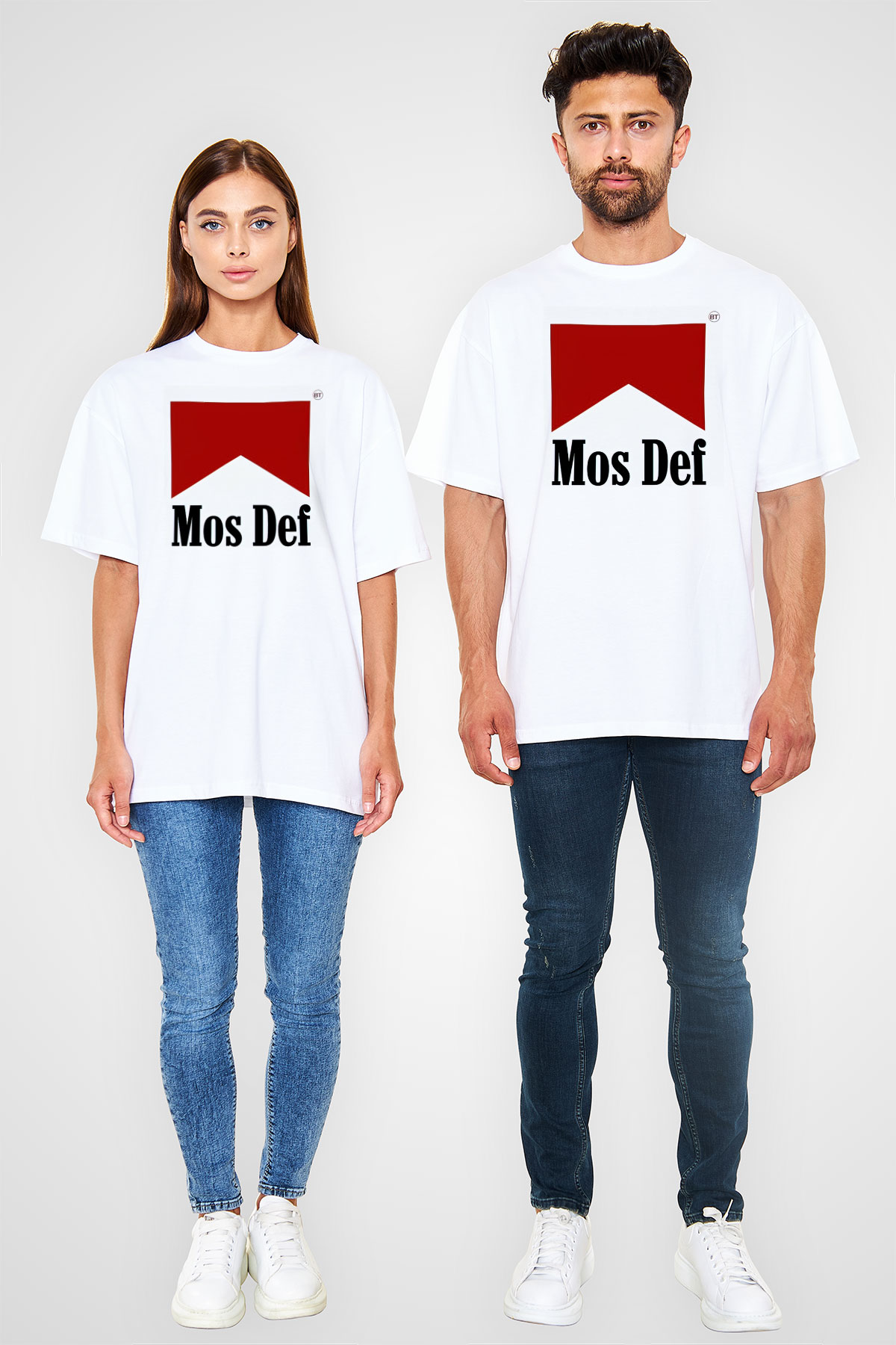 Mos Def Beyaz Oversize Tişört Oversize T-shirt - TişörtFabrikası