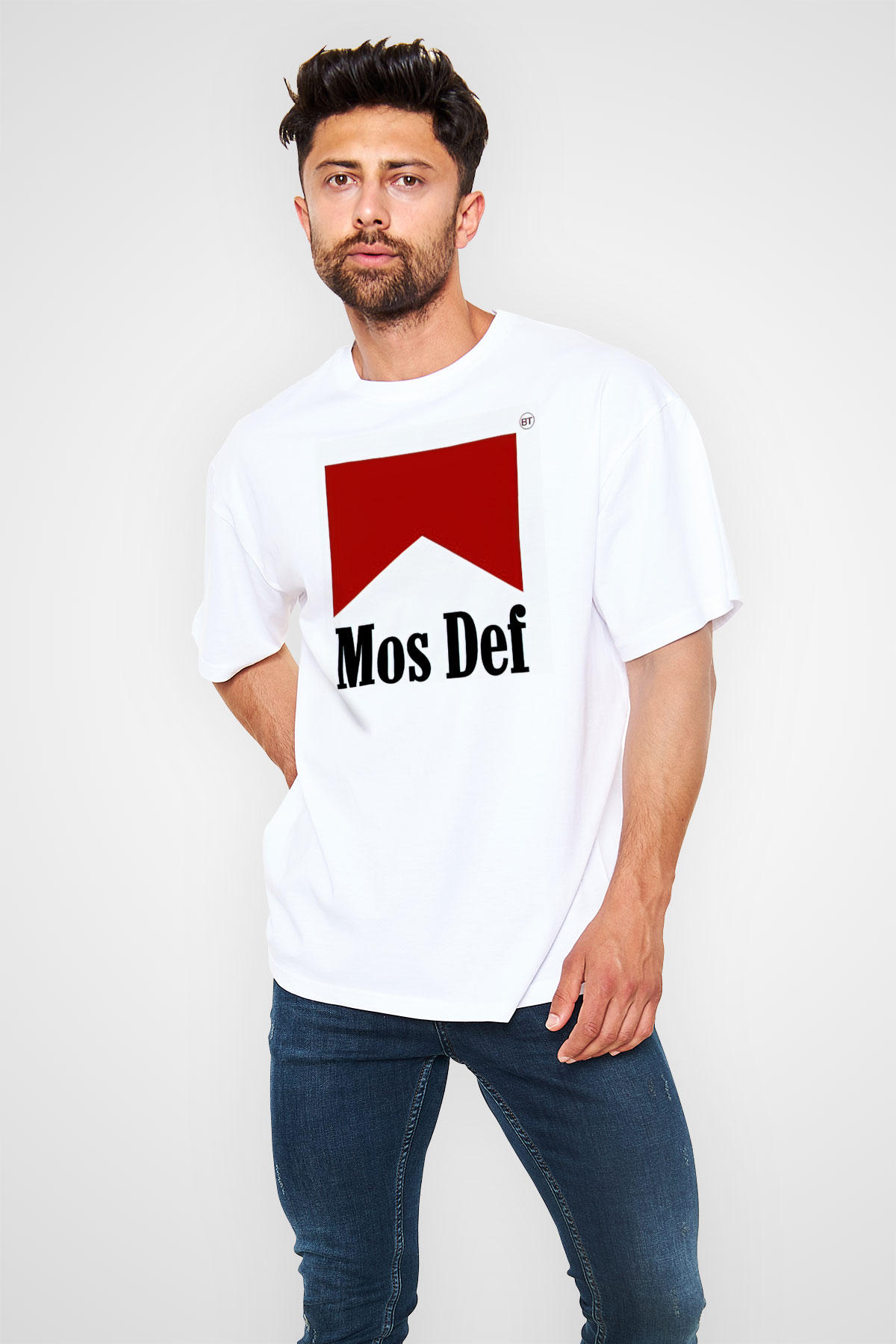 Mos Def Beyaz Oversize Tişört Oversize T-shirt - TişörtFabrikası