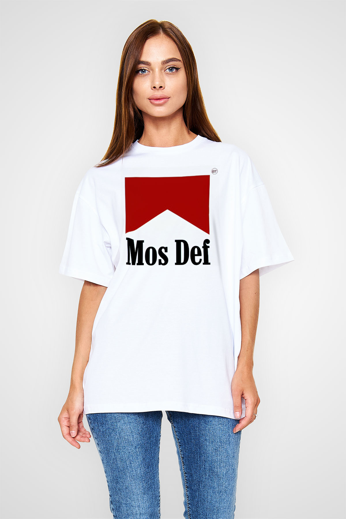 Mos Def Beyaz Oversize Tişört Oversize T-shirt - TişörtFabrikası