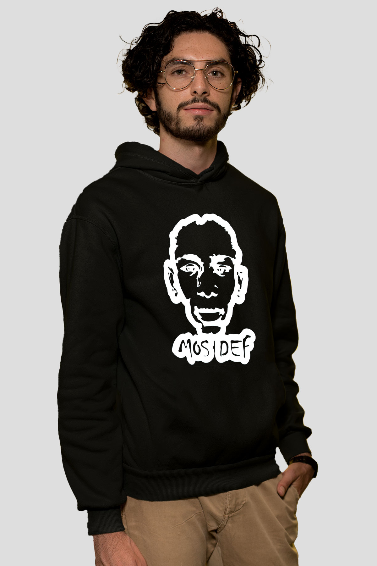 Mos Def Siyah Unisex Kapüşonlu Sweatshirt