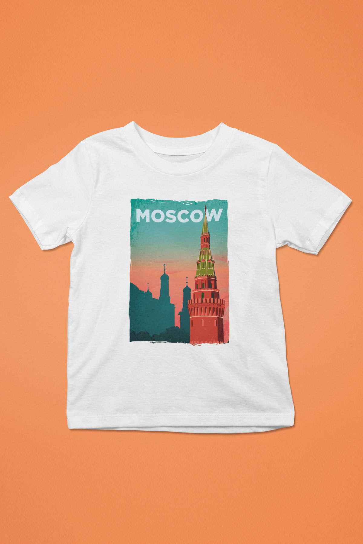 Moskova Kremlini Beyaz Unisex Çocuk Tişört