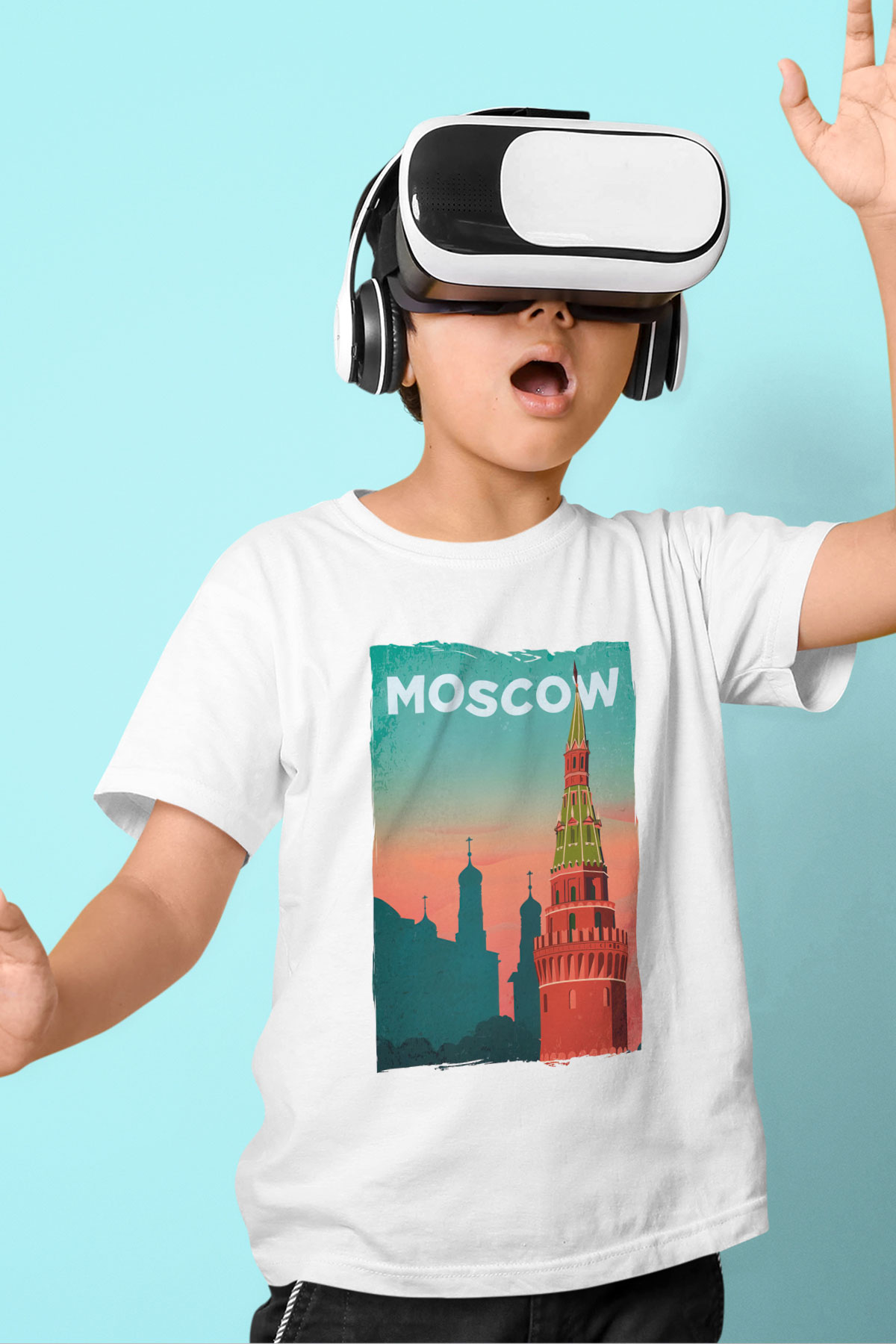 Moskova Kremlini Beyaz Unisex Çocuk Tişört