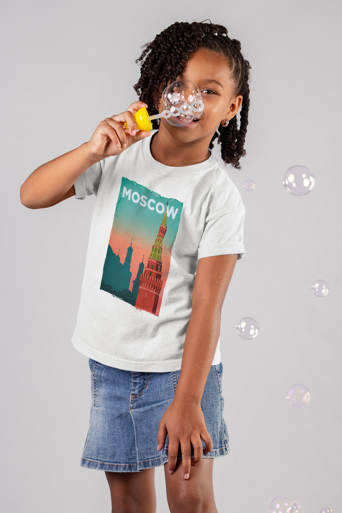 Moskova Kremlini Beyaz Unisex Çocuk Tişört