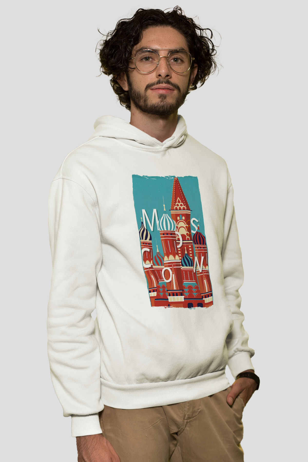 Moskova Kremlini Beyaz Unisex Hoodie