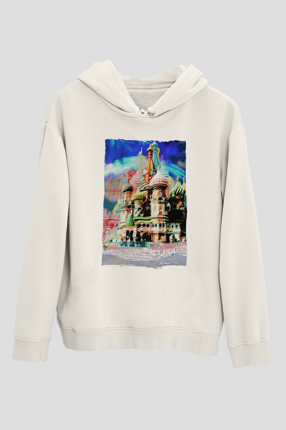 Moskova Kremlini Beyaz Unisex Hoodie