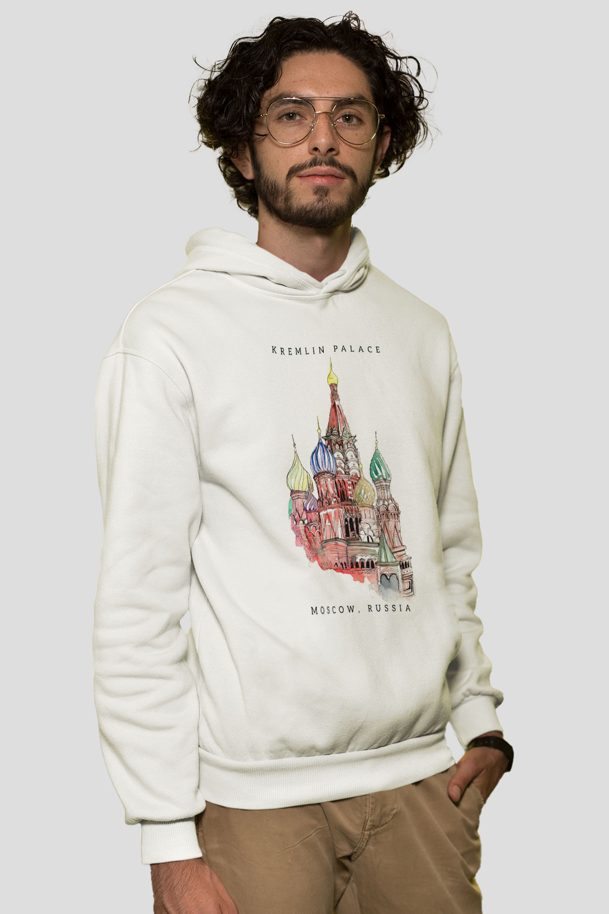 Moskova Kremlini Beyaz Unisex Hoodie
