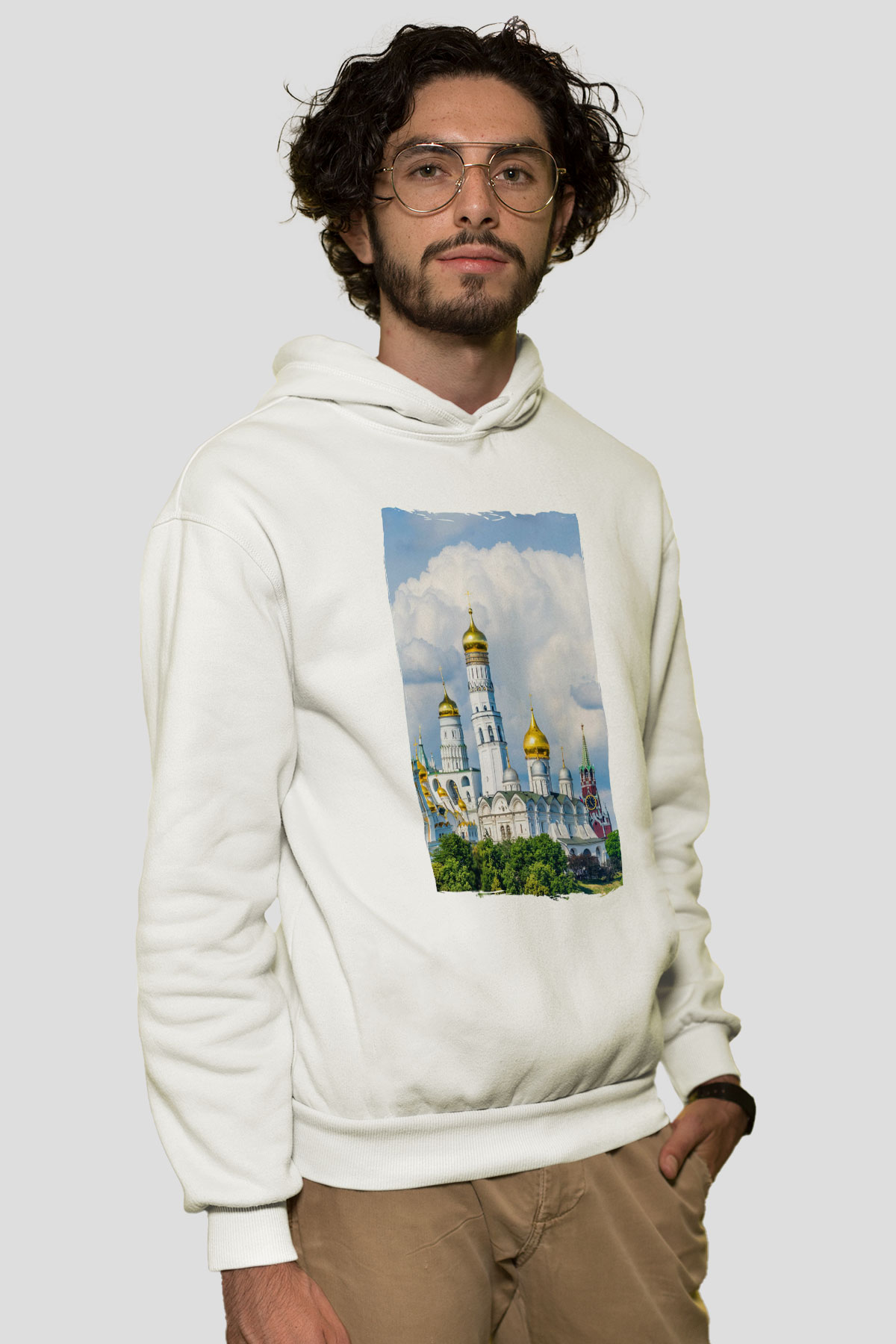 Moskova Kremlini Beyaz Unisex Hoodie