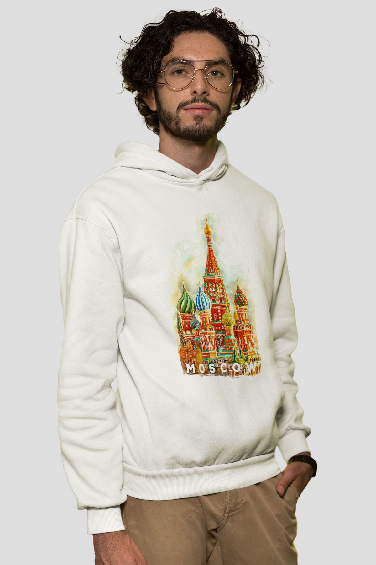 Moskova Kremlini Beyaz Unisex Hoodie
