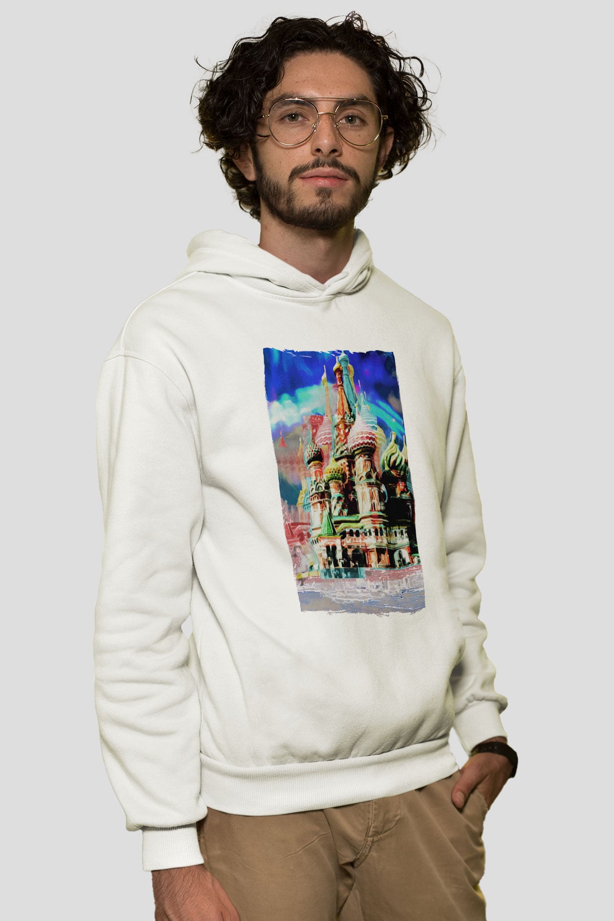 Moskova Kremlini Beyaz Unisex Hoodie