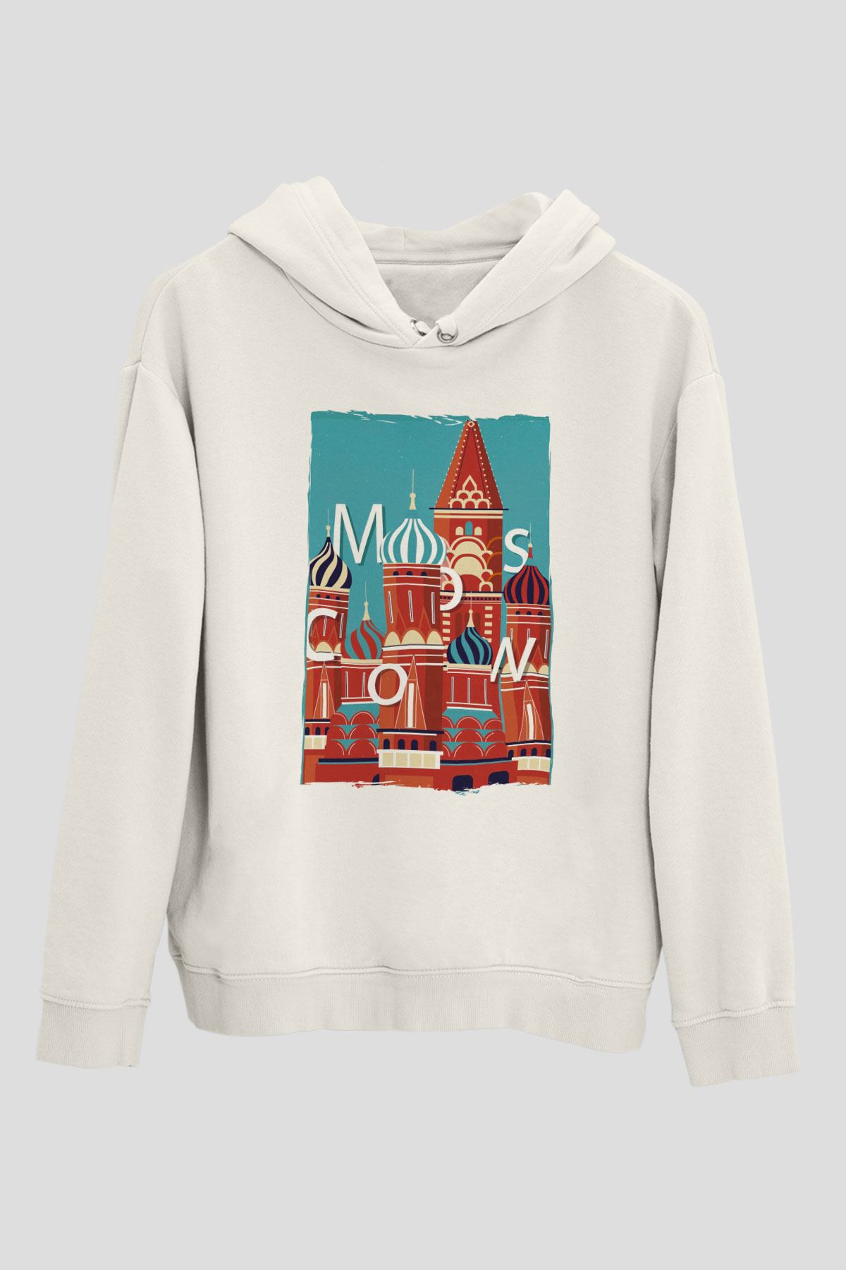 Moskova Kremlini Beyaz Unisex Hoodie