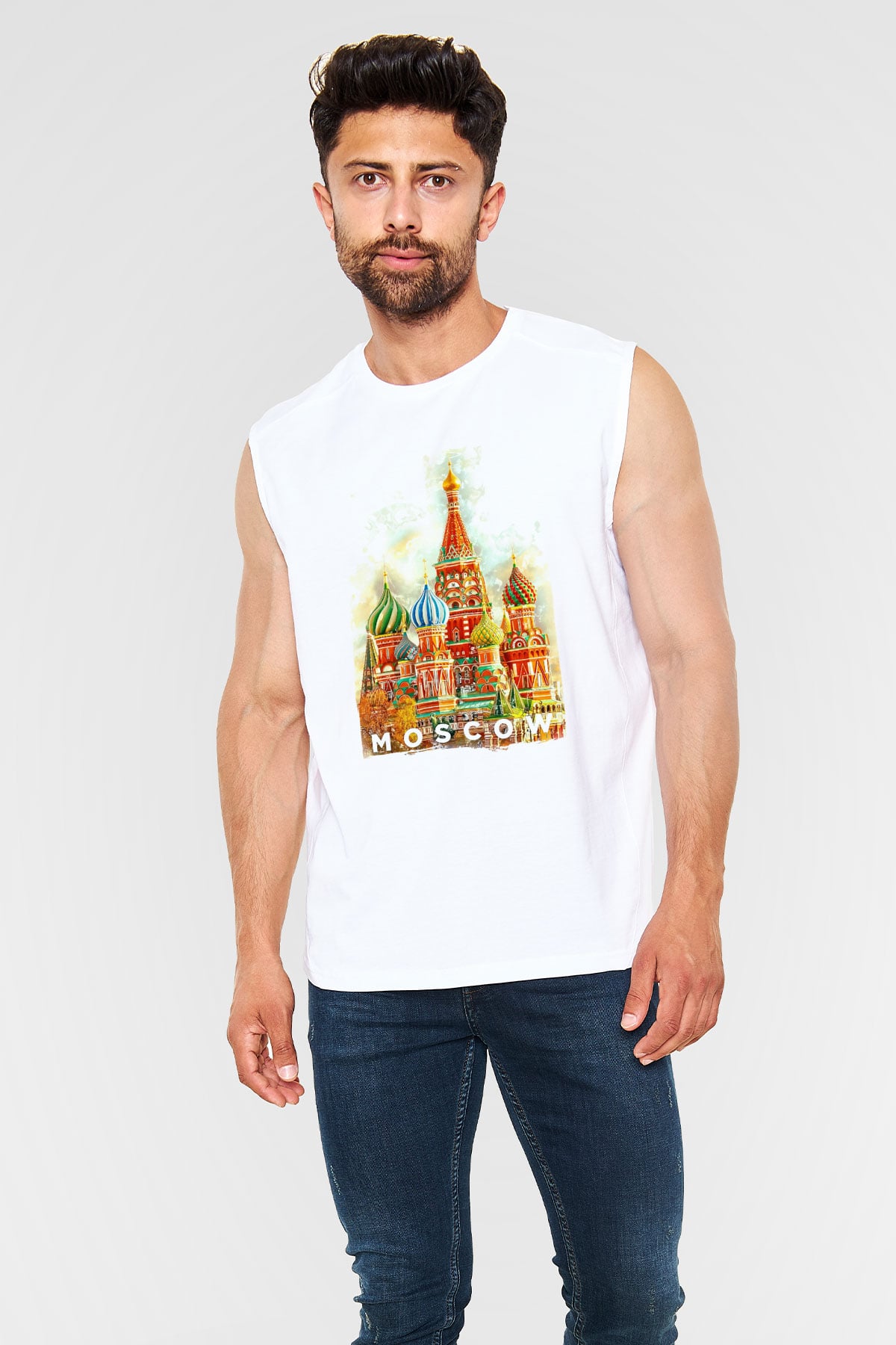 Moskova Kremlini Beyaz Unisex Kolsuz Tişört