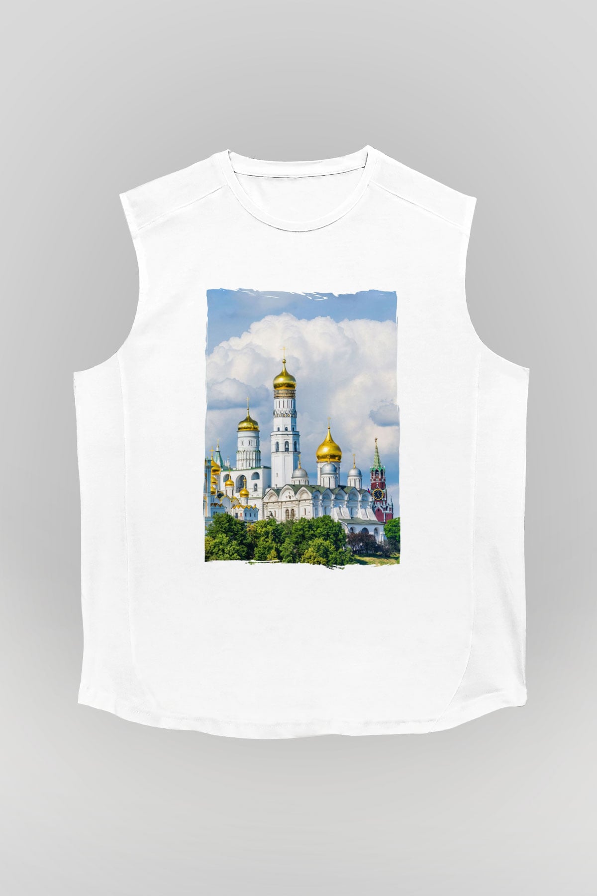 Moskova Kremlini Beyaz Unisex Kolsuz Tişört