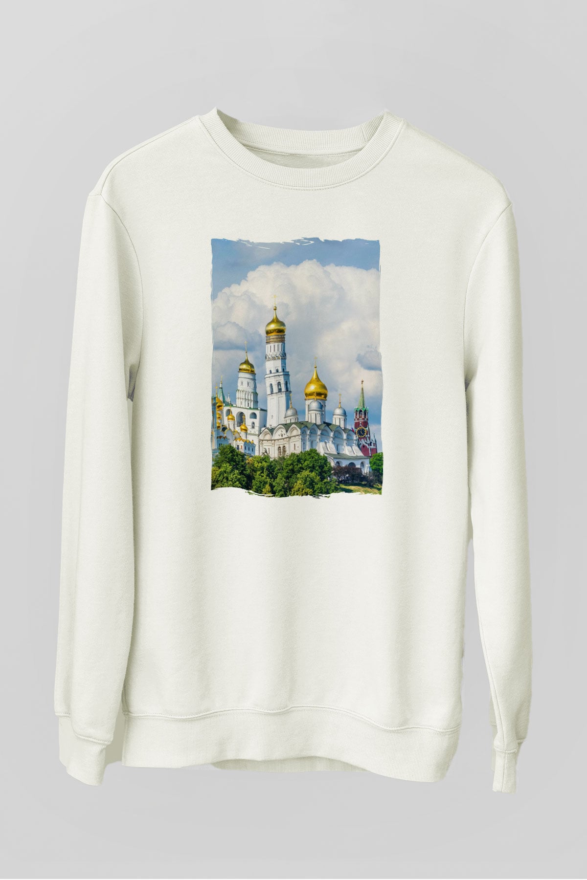 Moskova Kremlini Beyaz Unisex Sweatshirt